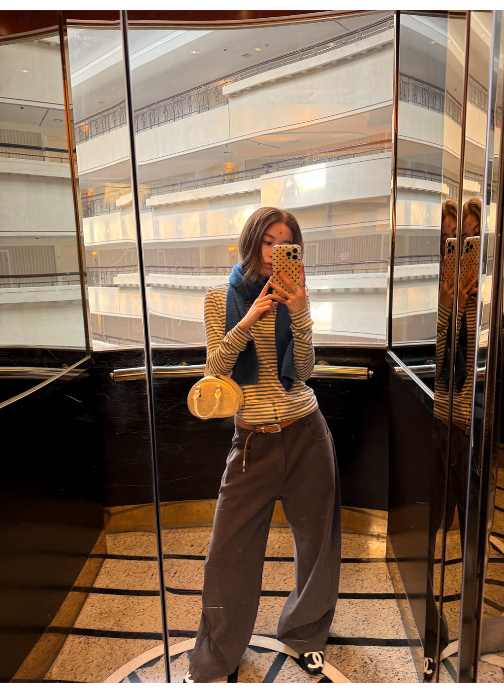 LelyMooch ふんわりグレーボーダーニット  LEM240