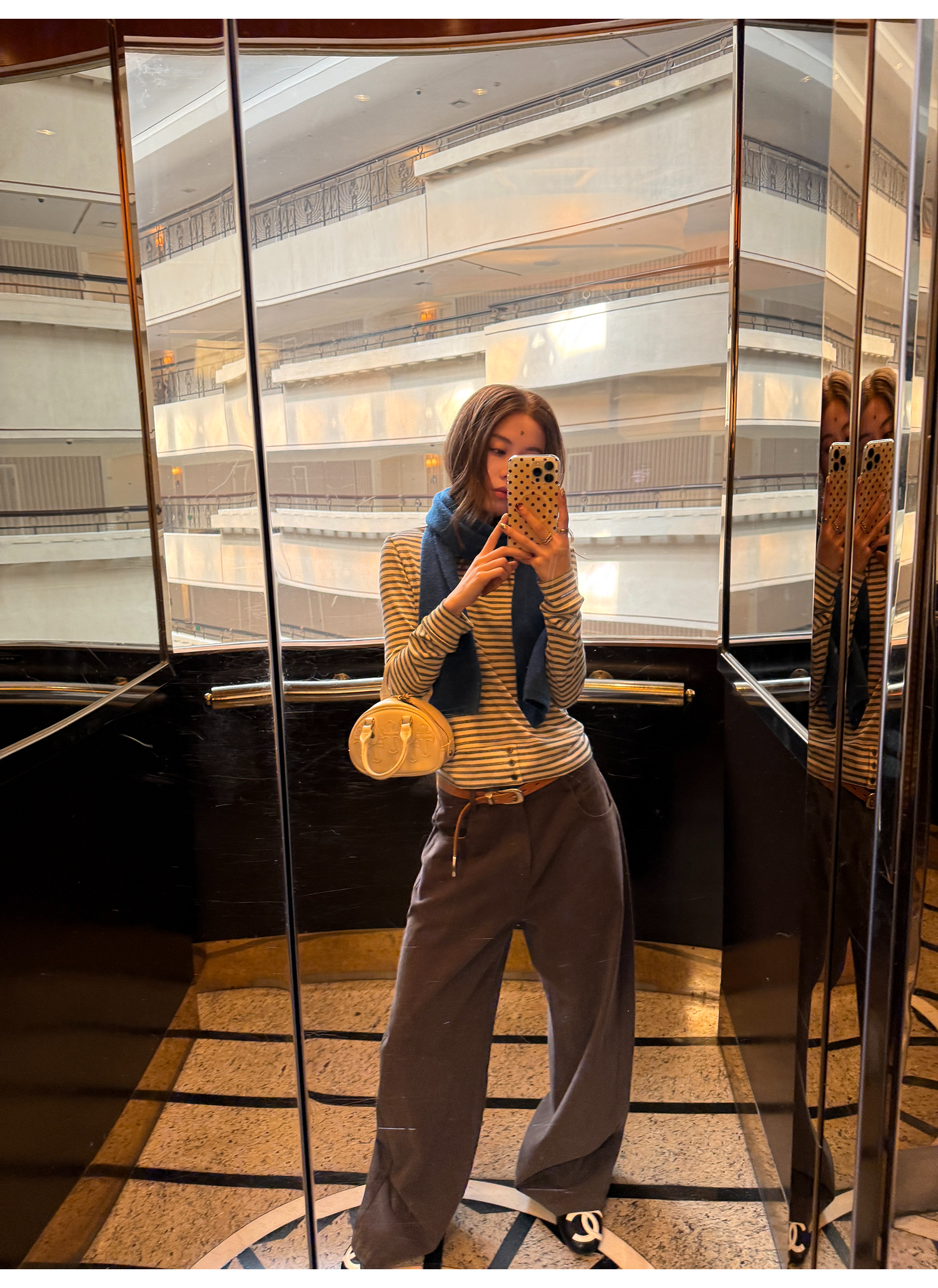 LelyMooch ふんわりグレーボーダーニット  LEM240