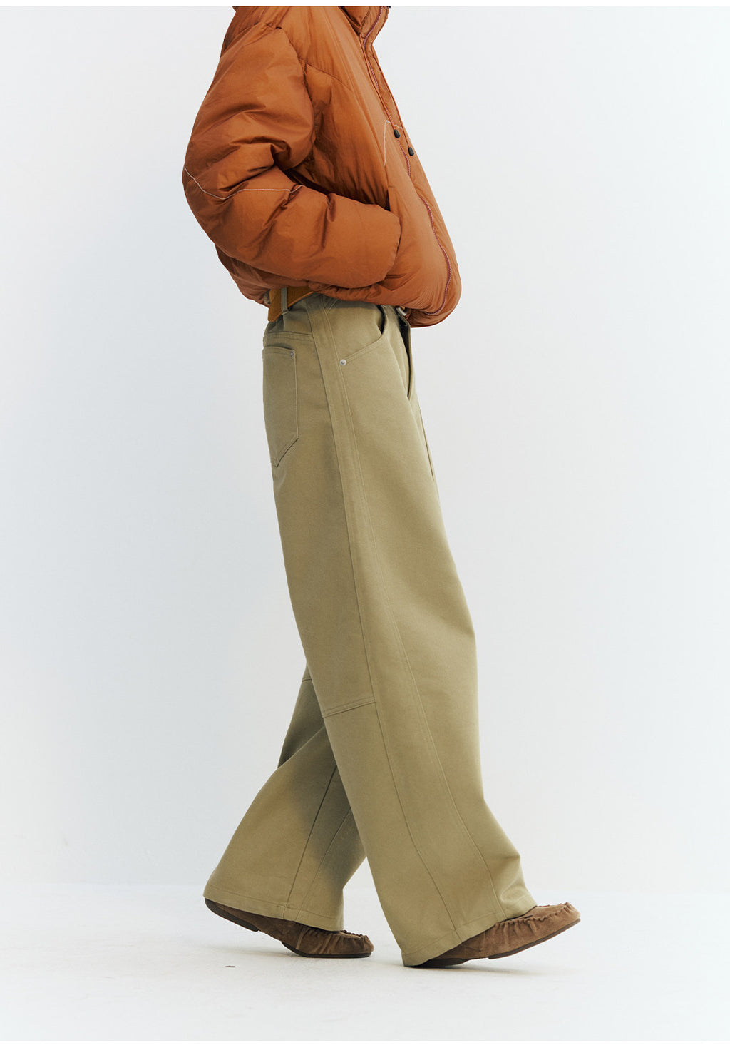 カーブ切替デザイン ツイルバレルパンツ  LOM050