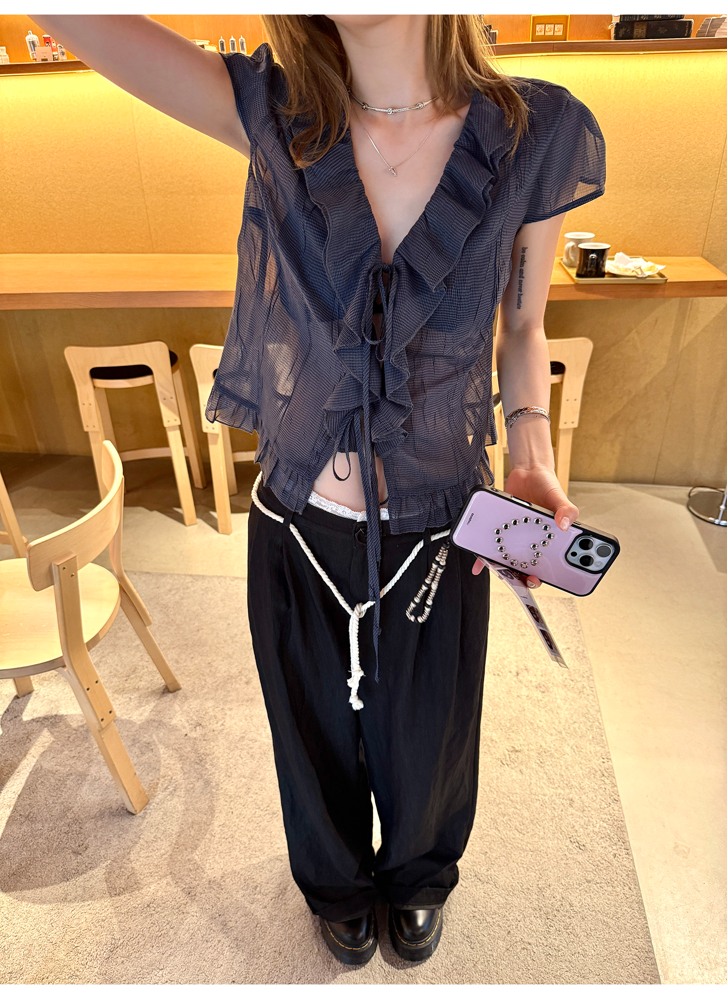 LelyMooch リボン付とろみパンツ　LEM167