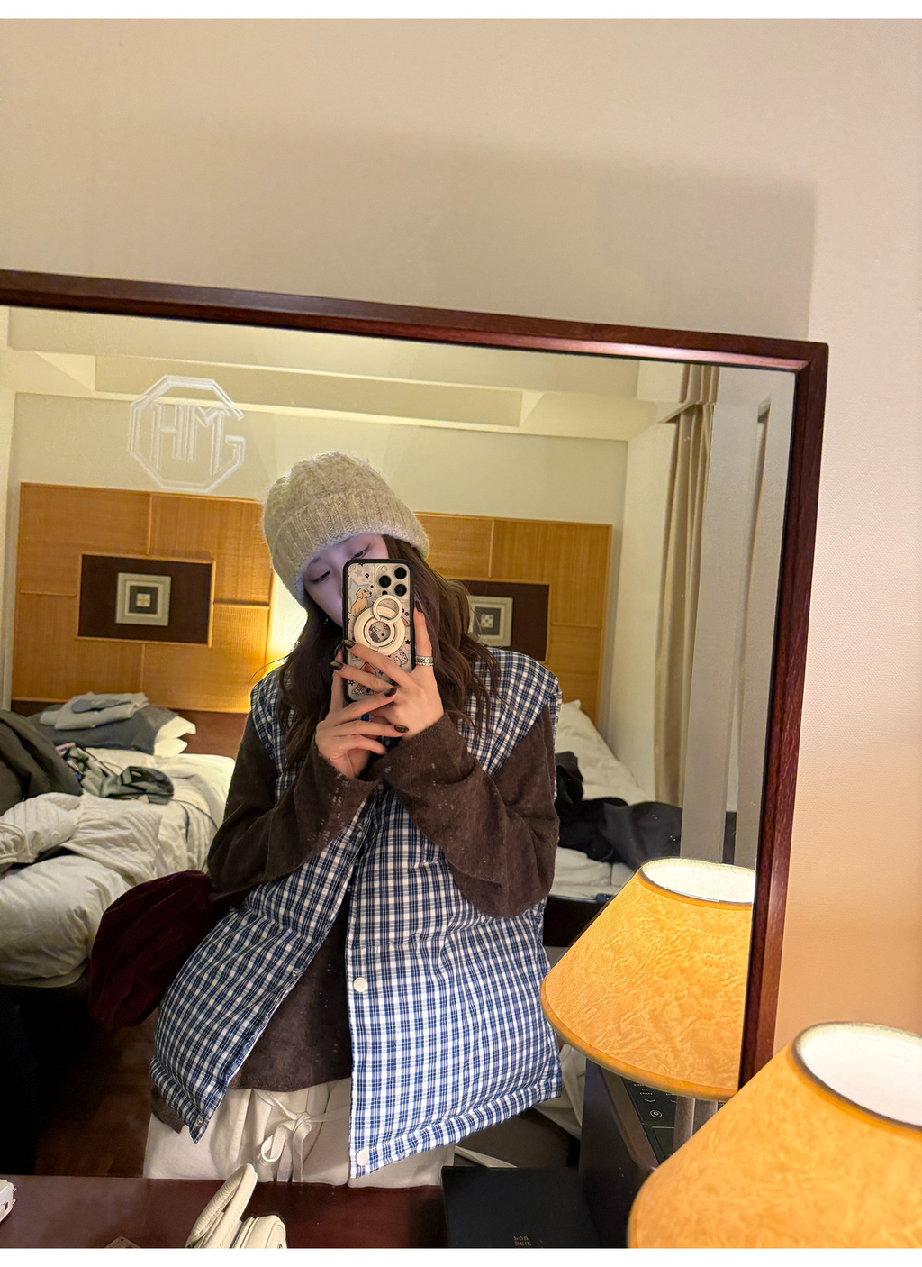 LelyMooch ギンガムチェック スタンドカラー ダウンベスト  LEM291