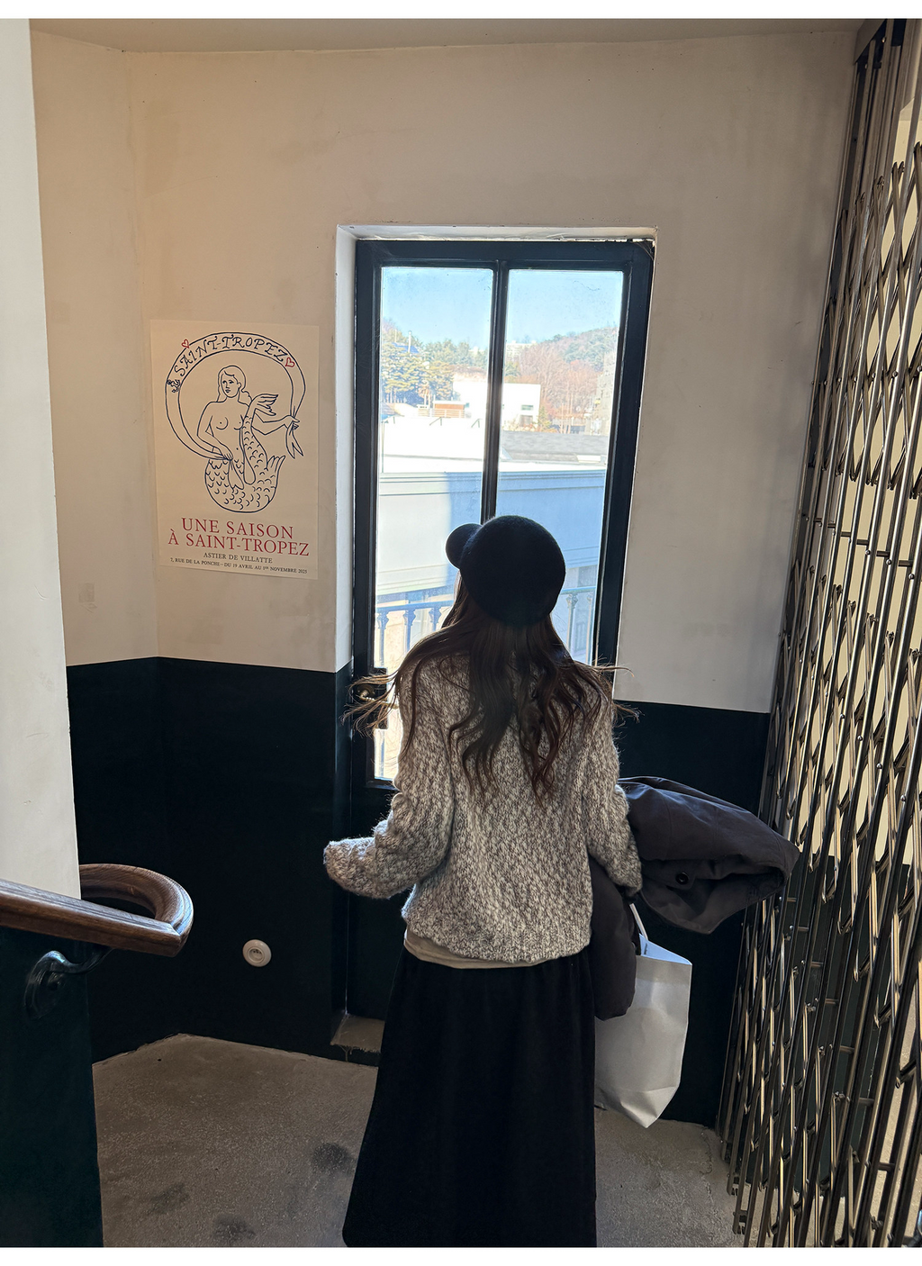 LelyMooch ウール混 ミックス編み ゆるニットカーデ  LEM313