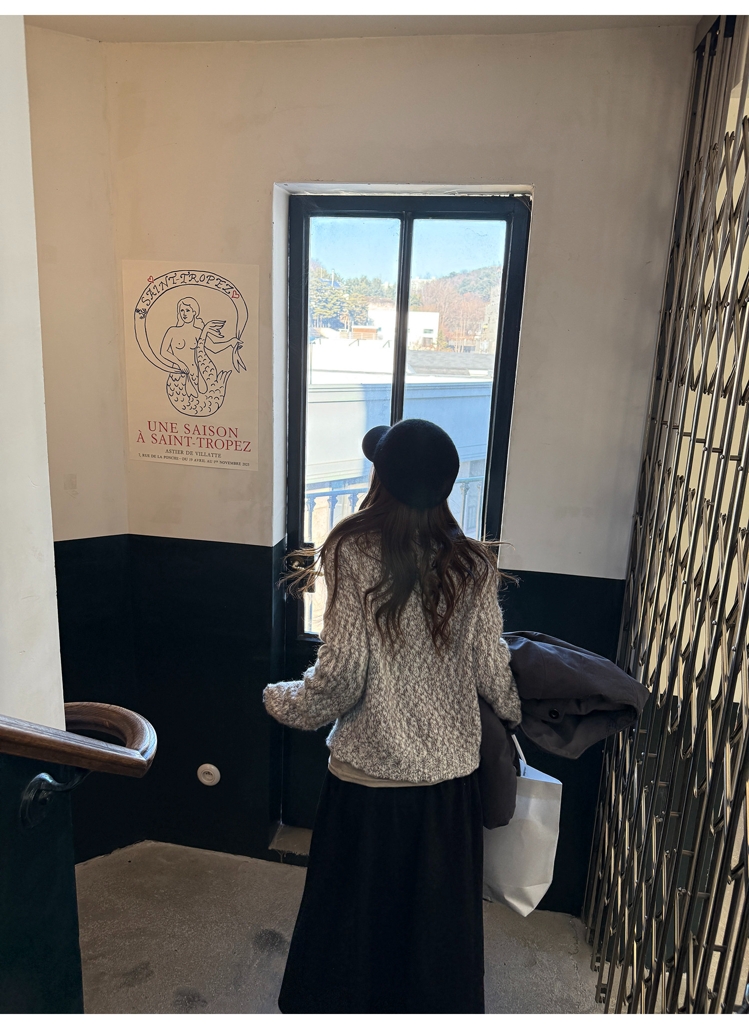 LelyMooch ウール混 ミックス編み ゆるニットカーデ  LEM313