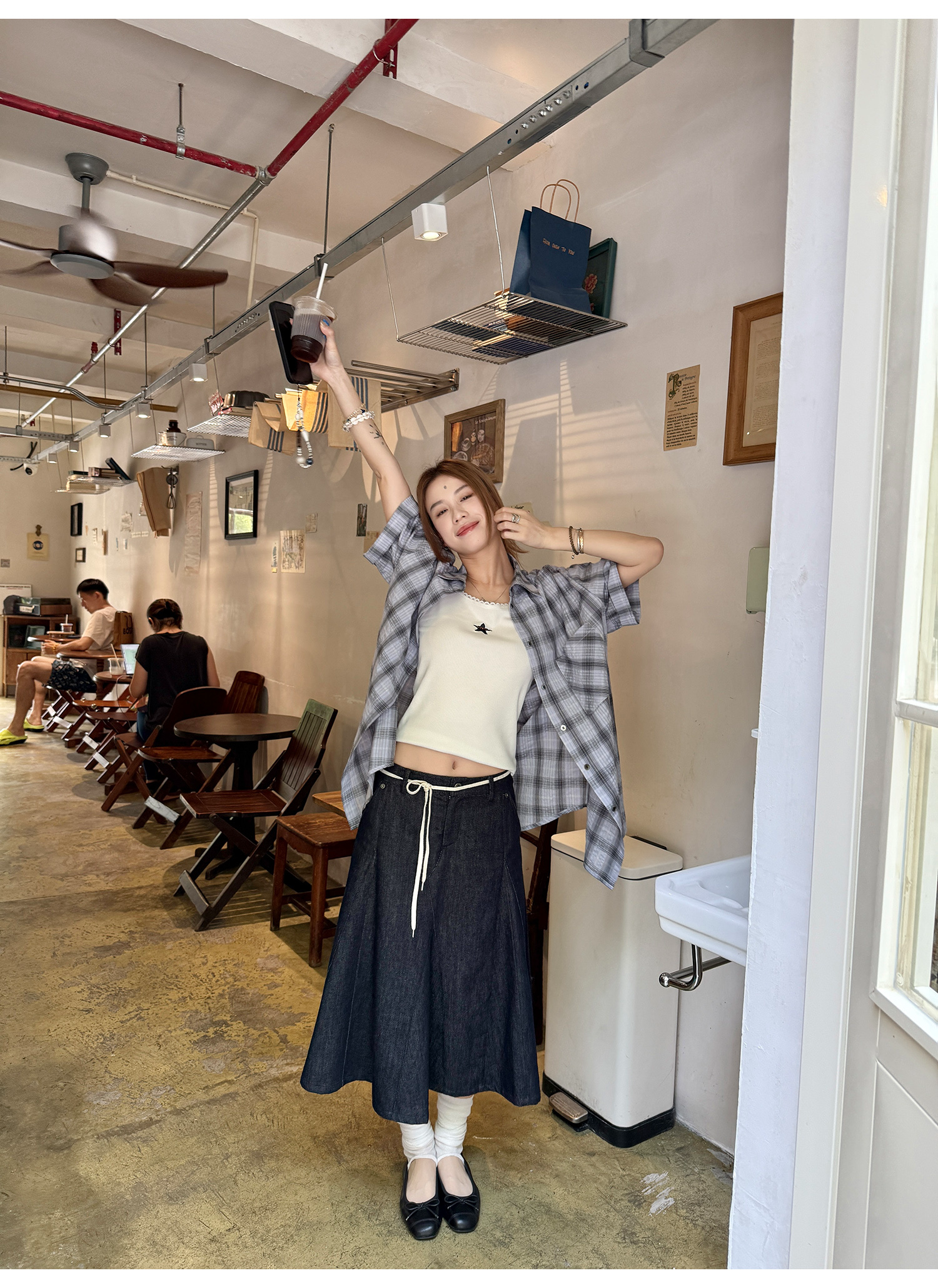 LelyMooch 通年使えるAラインデニムスカート   LEM202