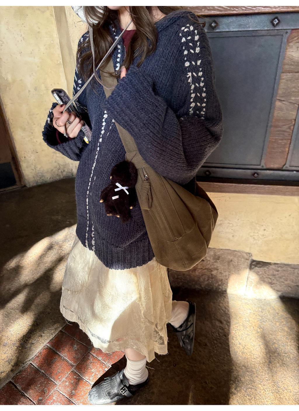 LelyMooch ケーブル編み×バイカラーフーディ  LEM246