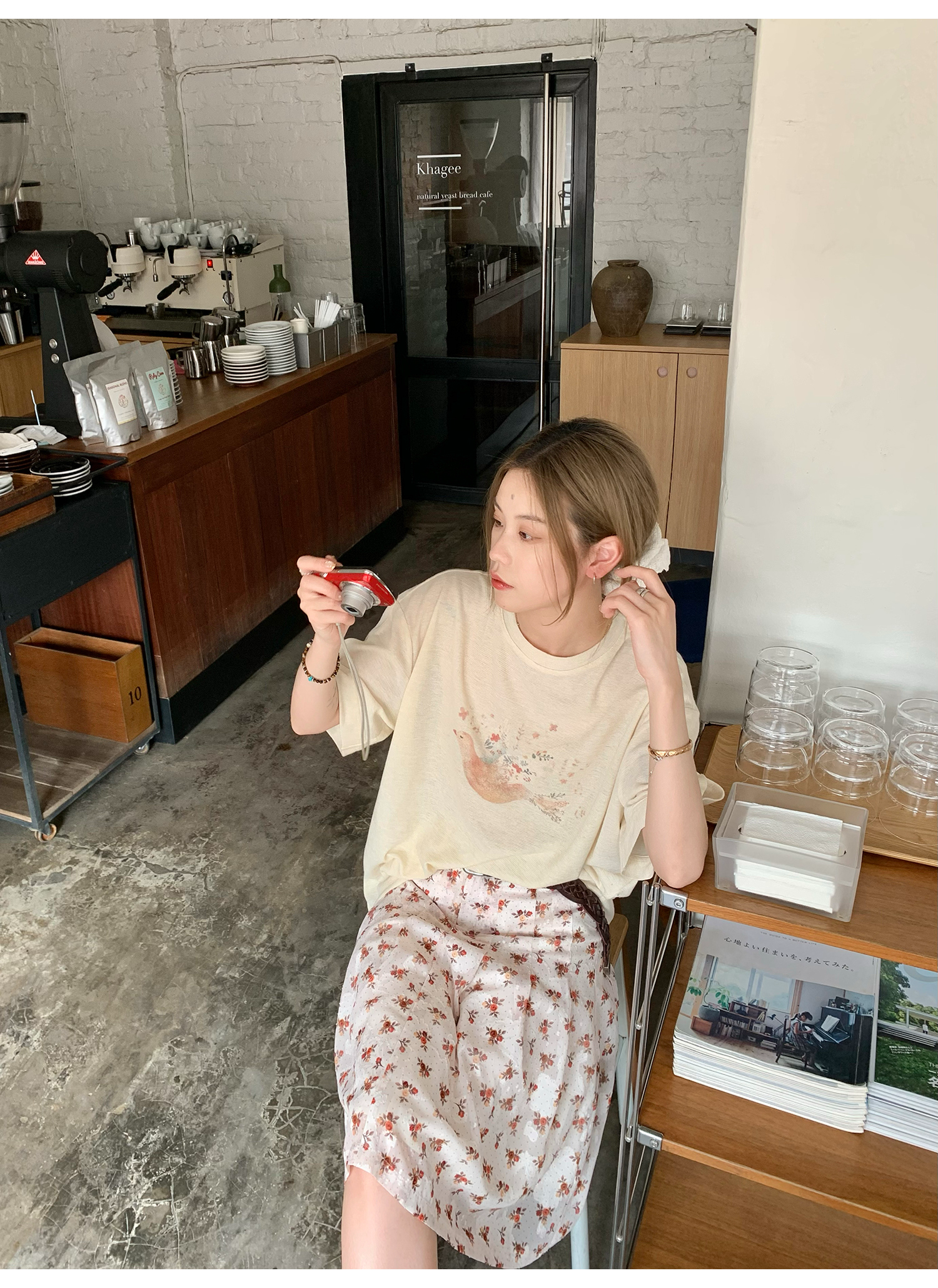 LelyMooch プリント ゆったりシルエット半袖Tシャツ  LEM142