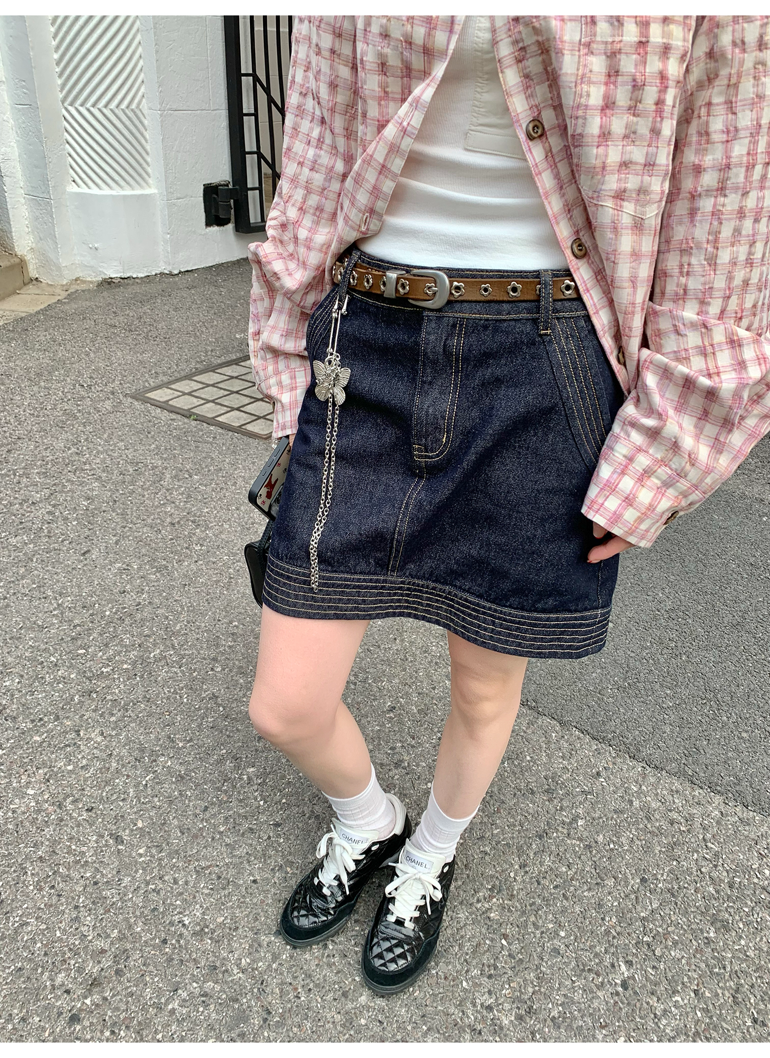 LelyMooch 　デニムスカート‌  インディゴ　LEM129