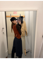 LelyMooch 配色切替 スリムフィット長袖トップス   LEM424