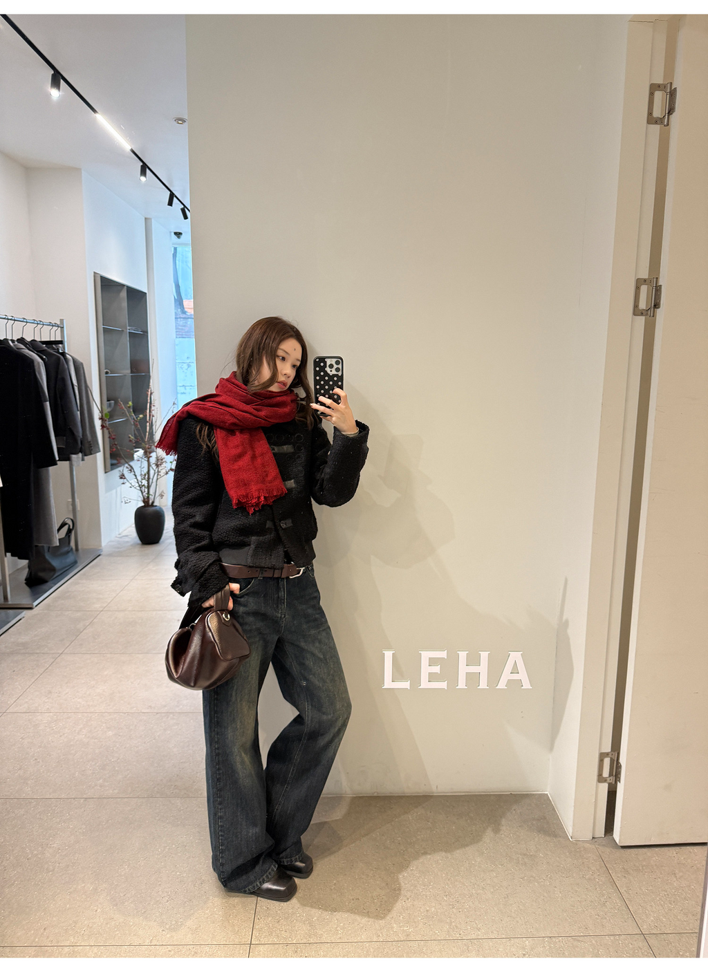 LelyMooch 色落ち加工 ストレートデニムパンツ　LEM304