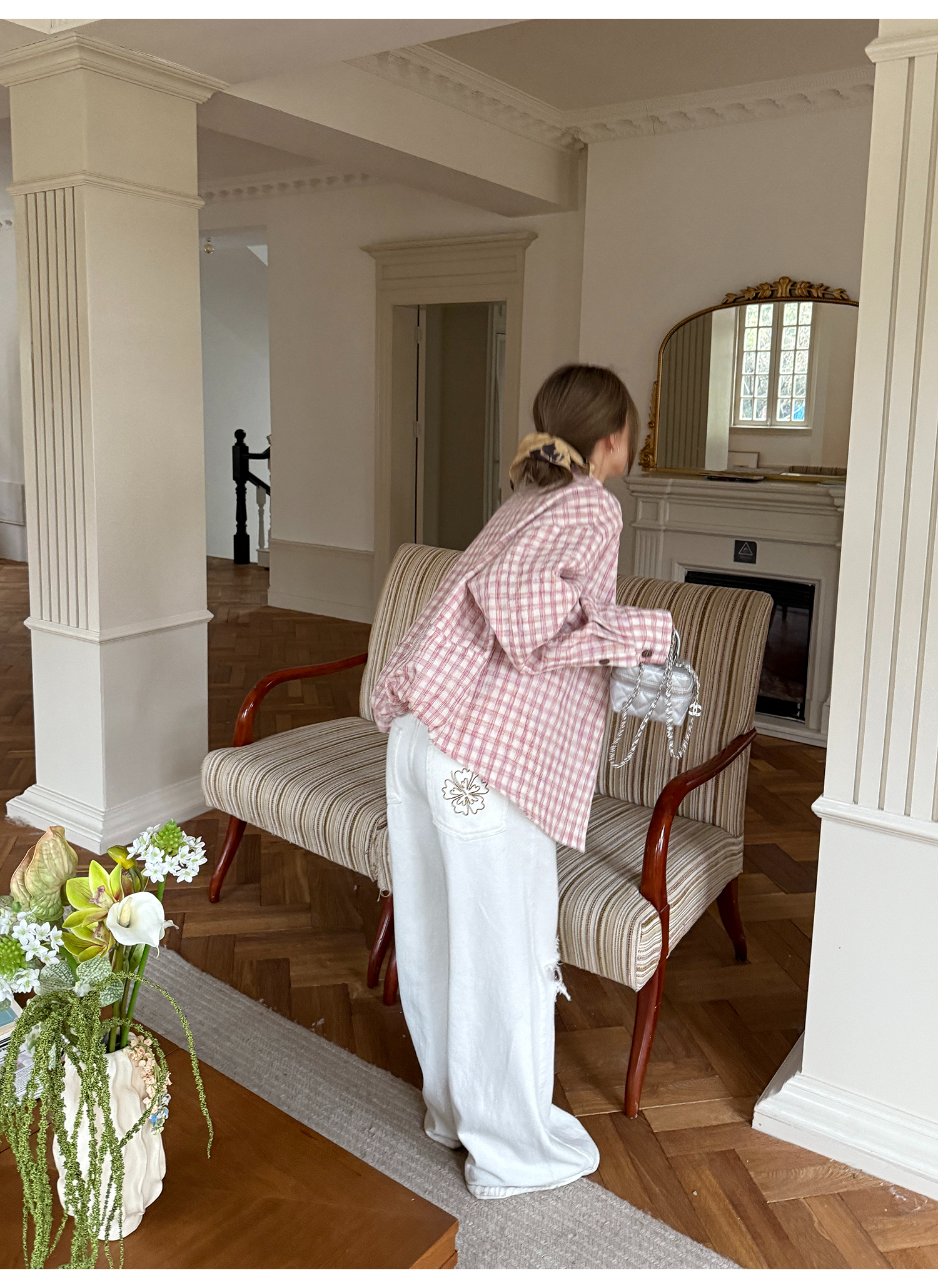 LelyMooch  ホワイト ワイドパンツ（ダメージ加工） LEM116