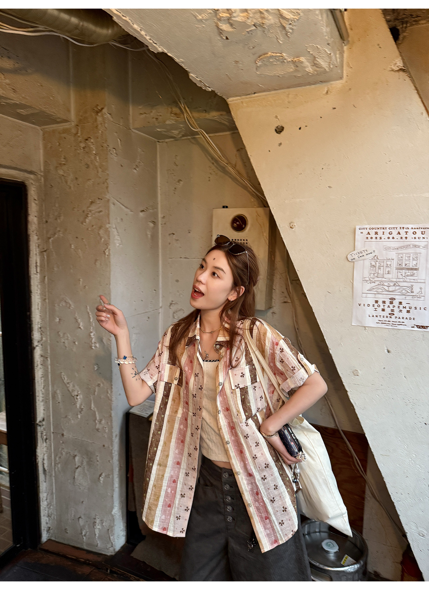 LelyMooch ハート×クローバー柄シャツ  LEM185