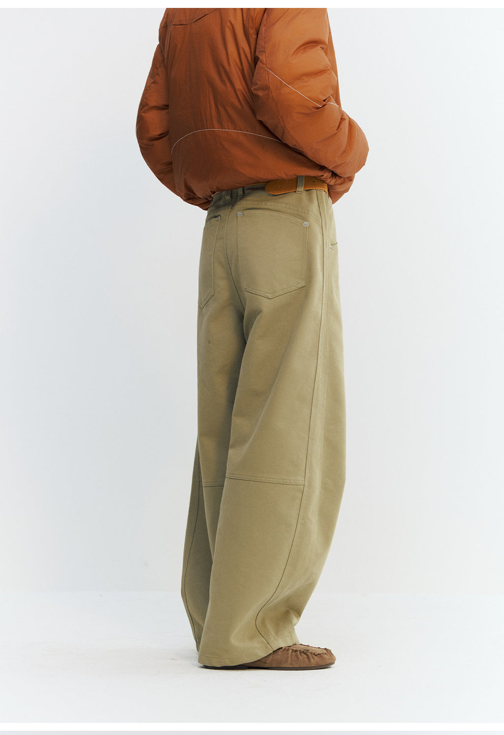 カーブ切替デザイン ツイルバレルパンツ  LOM050