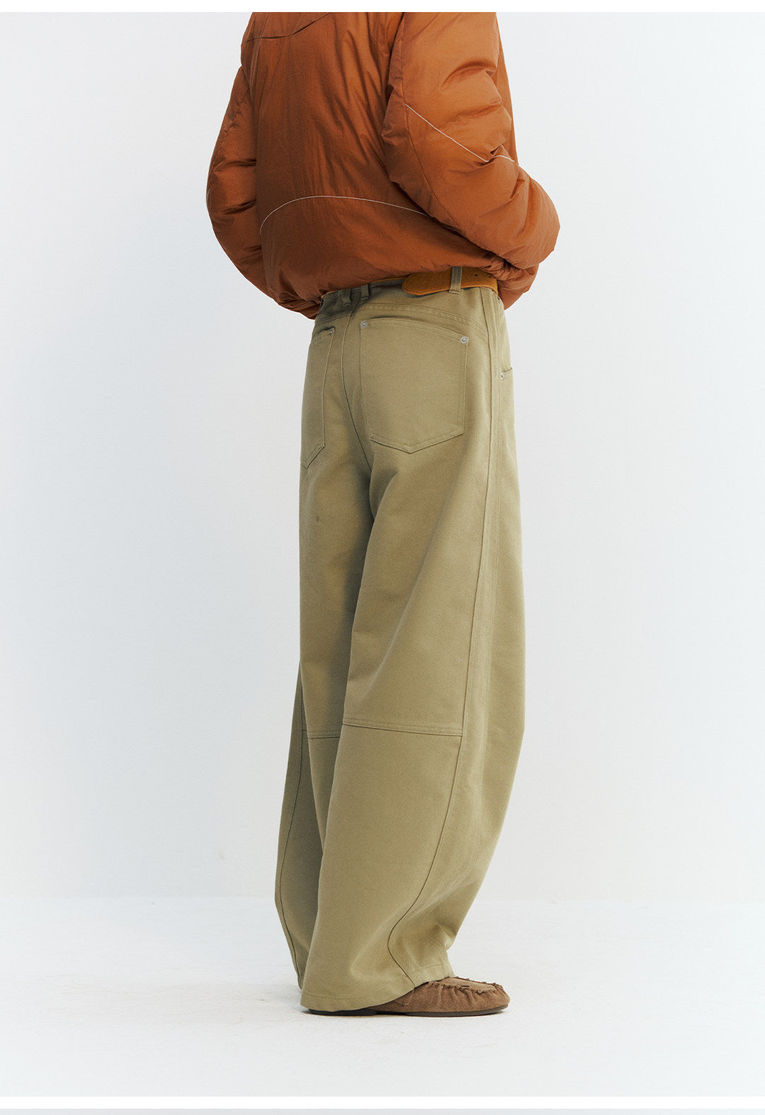 カーブ切替デザイン ツイルバレルパンツ  LOM050