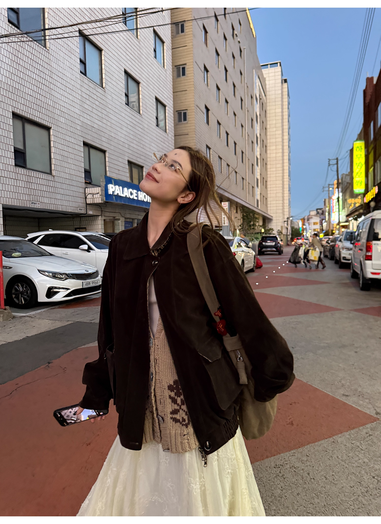 LelyMooch Vネック ニットカーディガン ポケット付き  LEM227