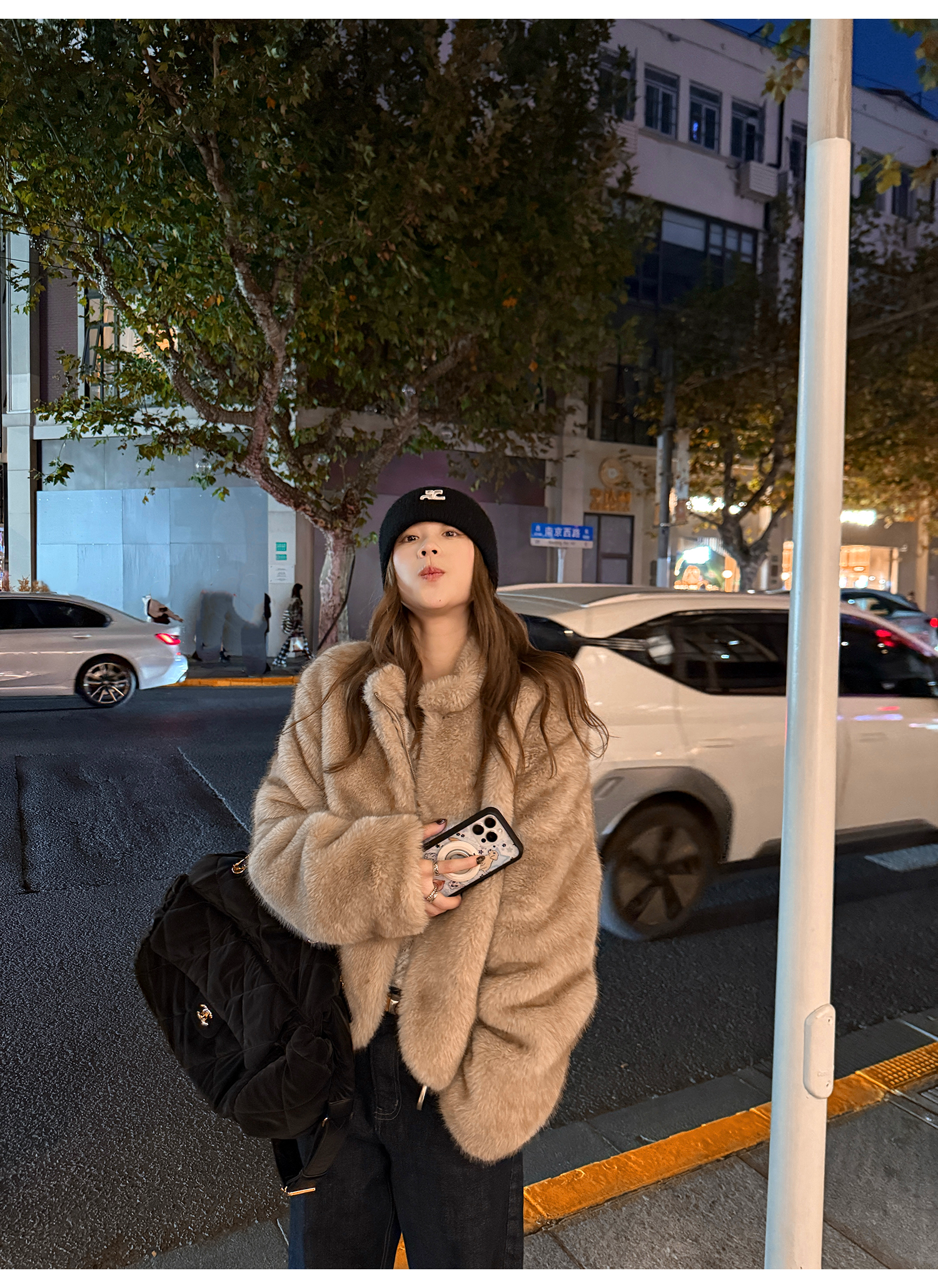 LelyMooch ふわふわエコファーコート｜オートミール  LEM268