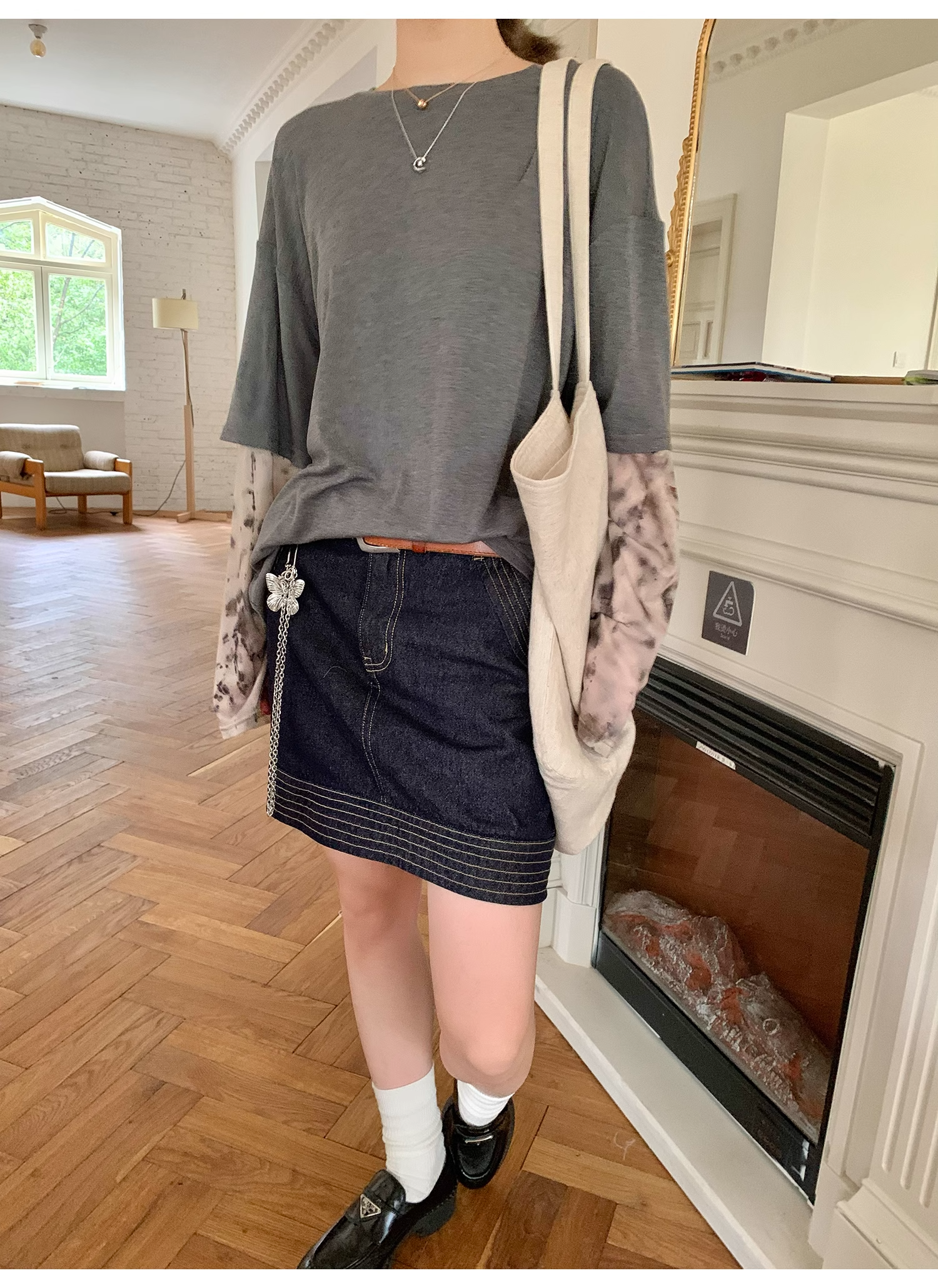 LelyMooch  レオパード柄袖  ロンTシャツ  LEM117