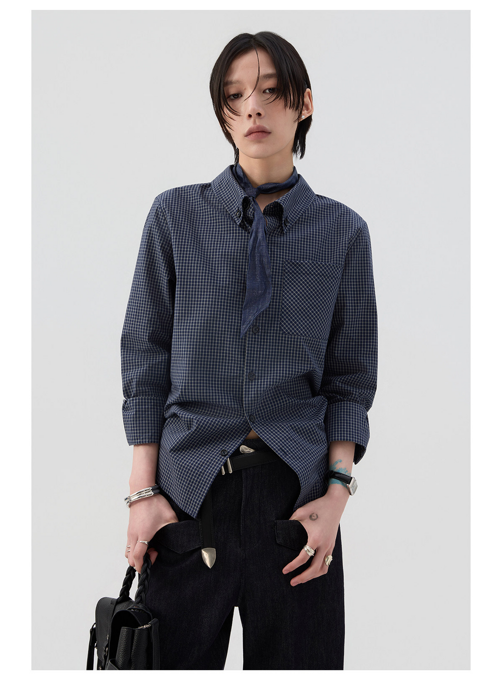 細格子 レギュラーシャツ  LOM044