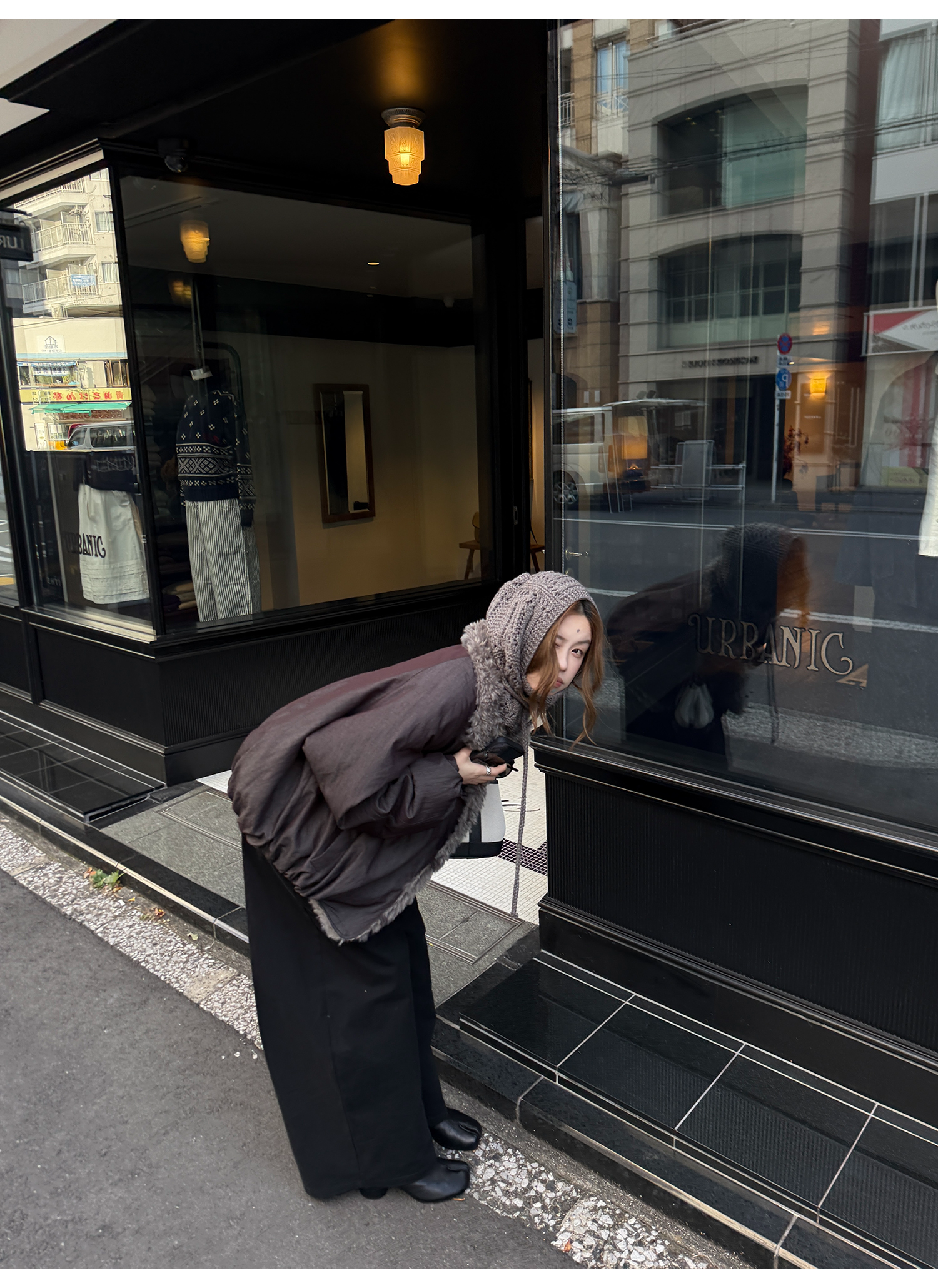 LelyMooch 光沢バイカラーブルゾン｜ボア切替×トグルボタン  LEM280