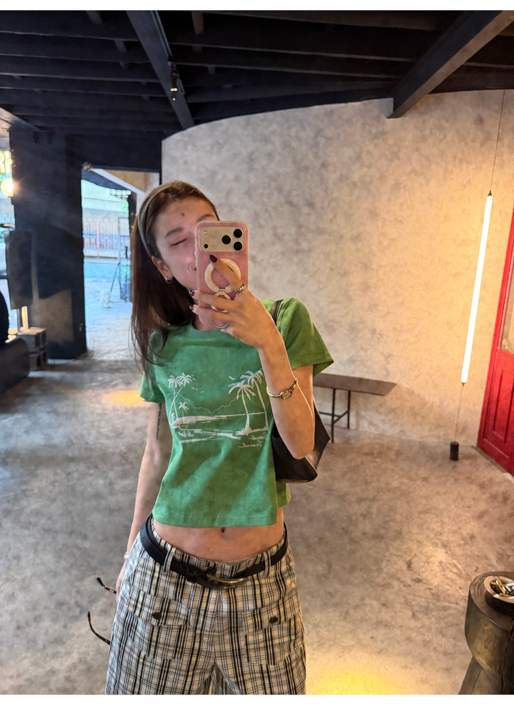 LelyMooch パームツリークロップドTシャツ  LEM376