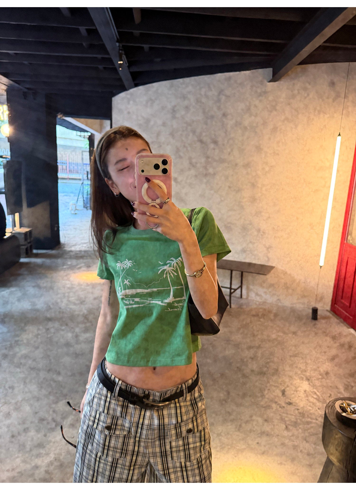 LelyMooch パームツリークロップドTシャツ  LEM376