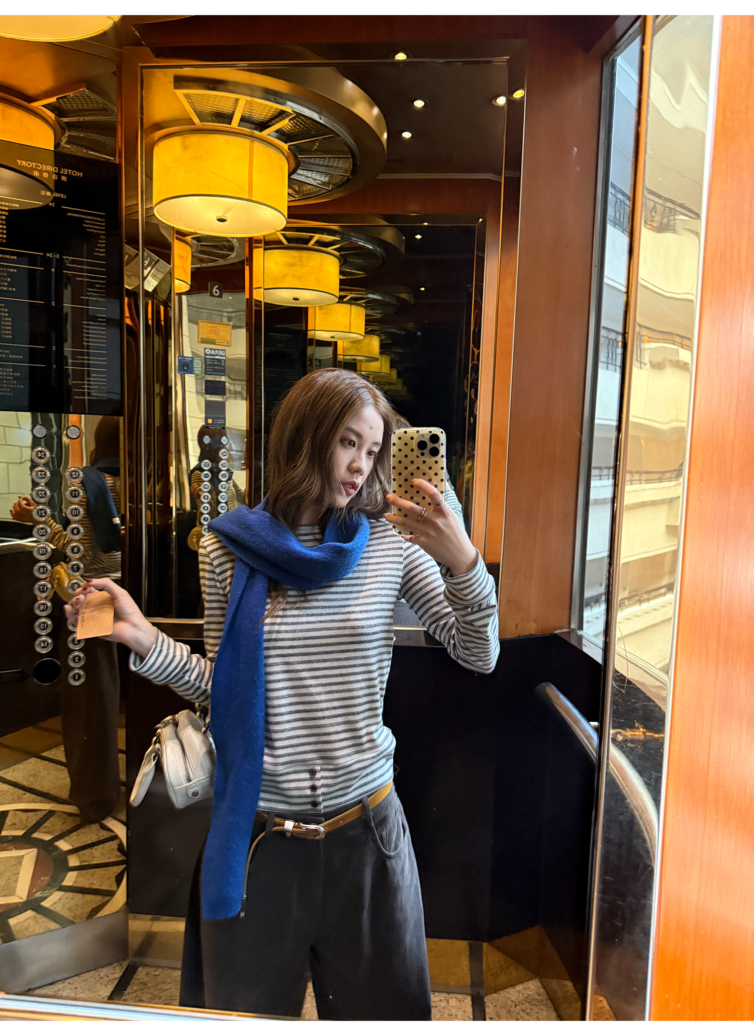 LelyMooch ふんわりグレーボーダーニット  LEM240