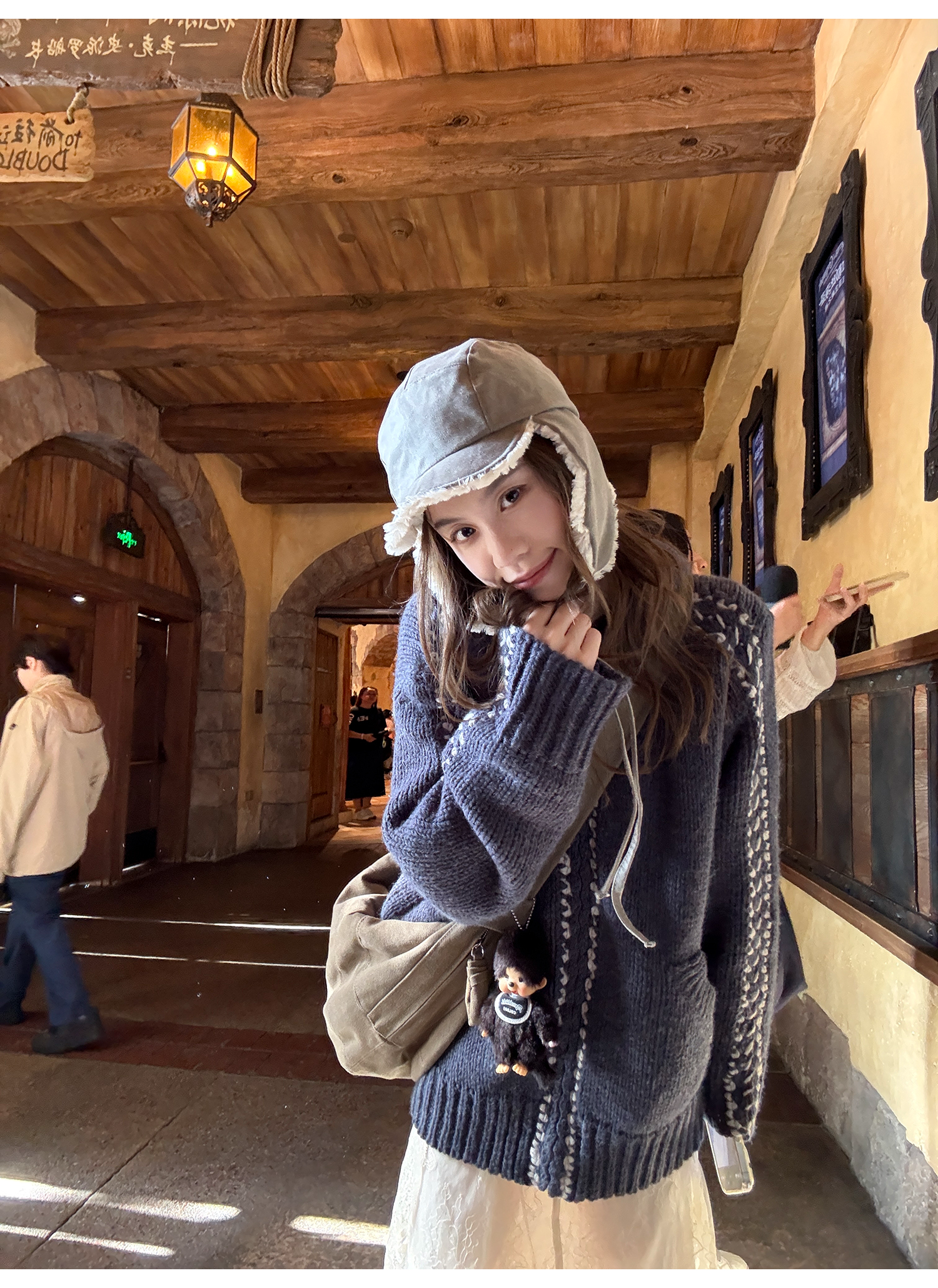 LelyMooch ケーブル編み×バイカラーフーディ  LEM246