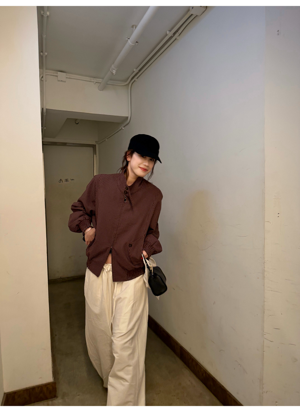 LelyMooch チェック柄スタンドカラーダブルジップブルゾン  LEM318