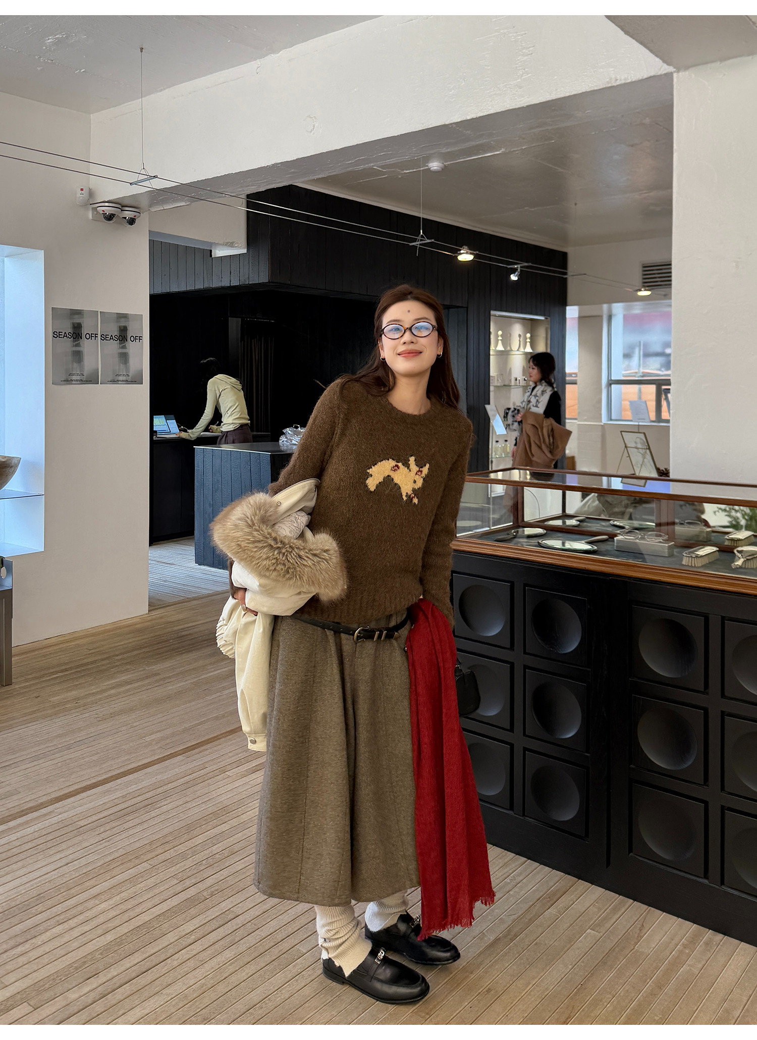 LelyMooch ブラウン系 ウール混 バルーンパンツ  LEM311