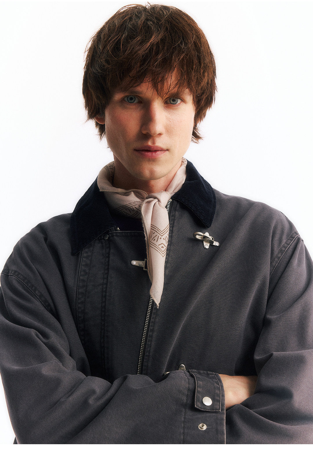 2WAYカラー フライトバックルコーデュロイショートジャケット  LOM045