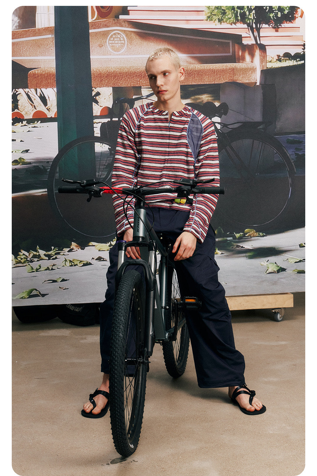 Striped Half-Zip Long Sleeve LOM104
