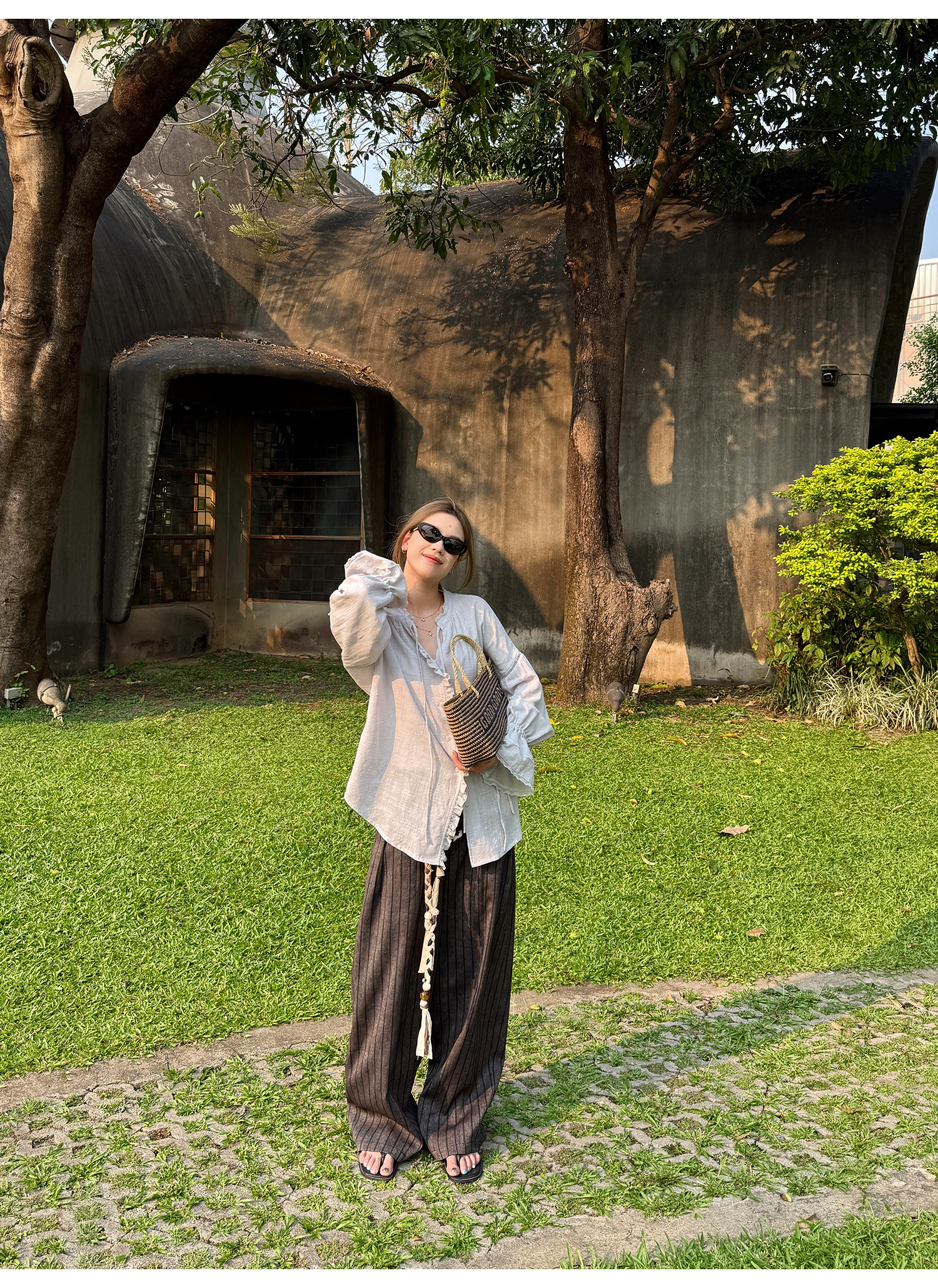 LelyMooch old money style｜ストライプスラックス  LEM140