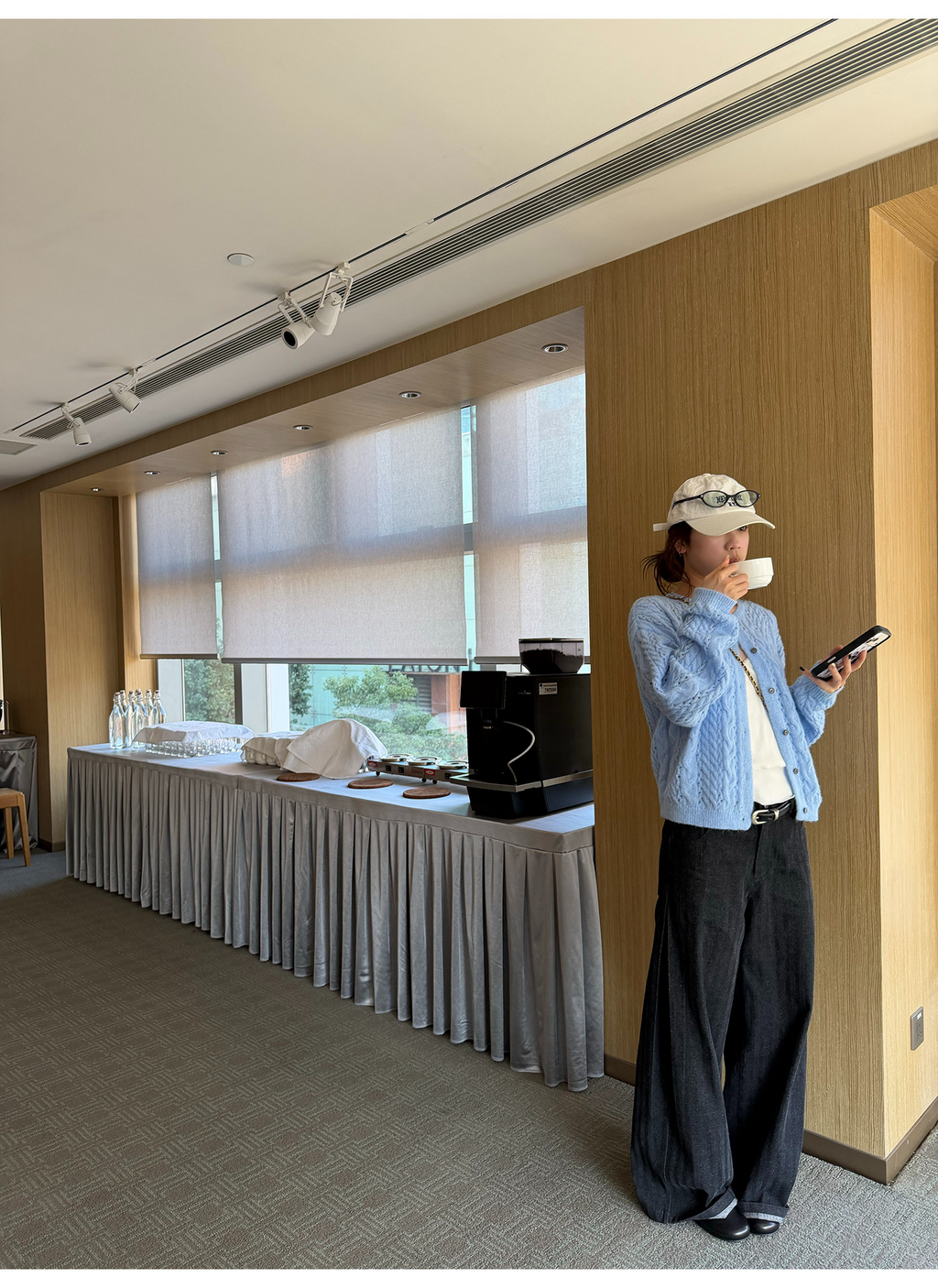 LelyMooch 黒グレー縞柄 すっきりストレートデニム　LEM319