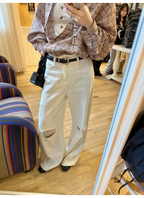 LelyMooch  ホワイト ワイドパンツ（ダメージ加工） LEM116