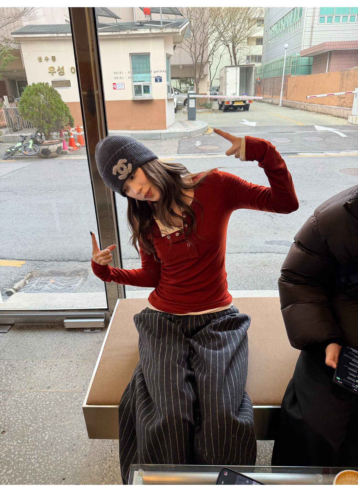 LelyMooch 3色展開 ヘンリーネック ウール混 インナートップス  LEM296