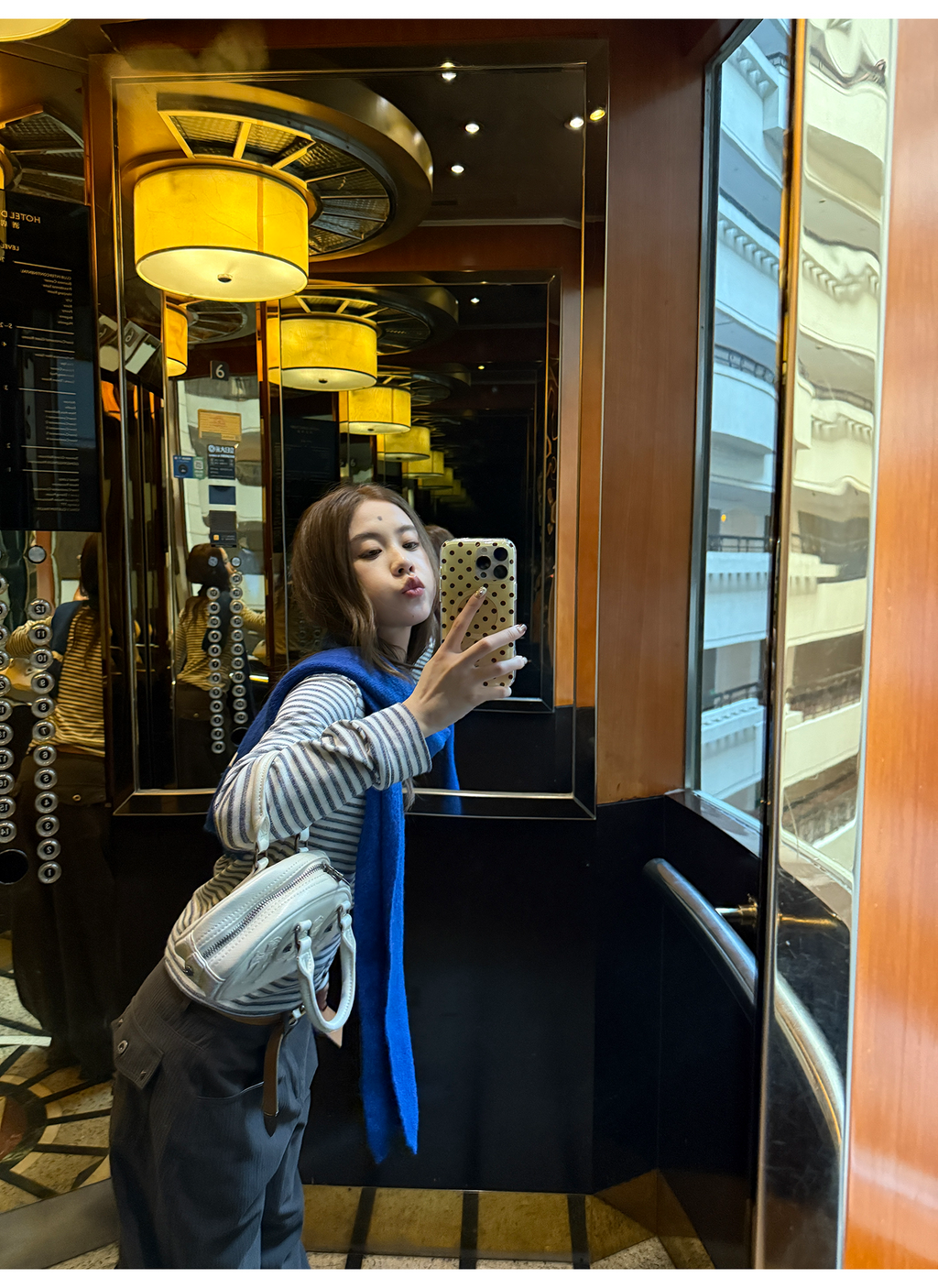 LelyMooch ふんわりグレーボーダーニット  LEM240