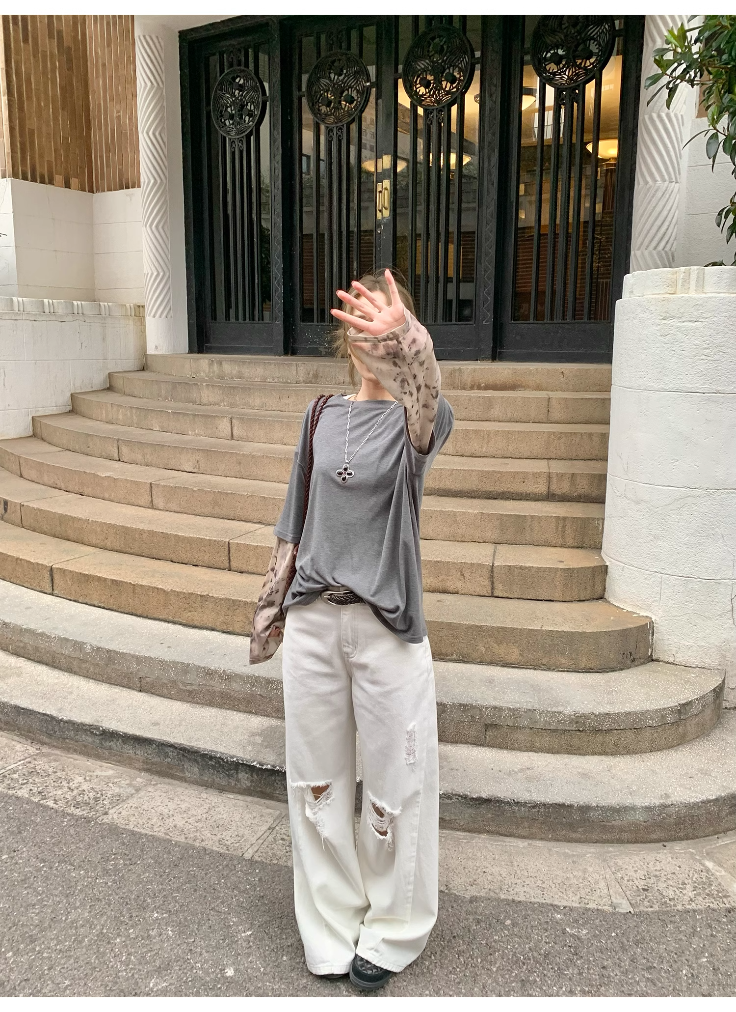 LelyMooch  レオパード柄袖  ロンTシャツ  LEM117