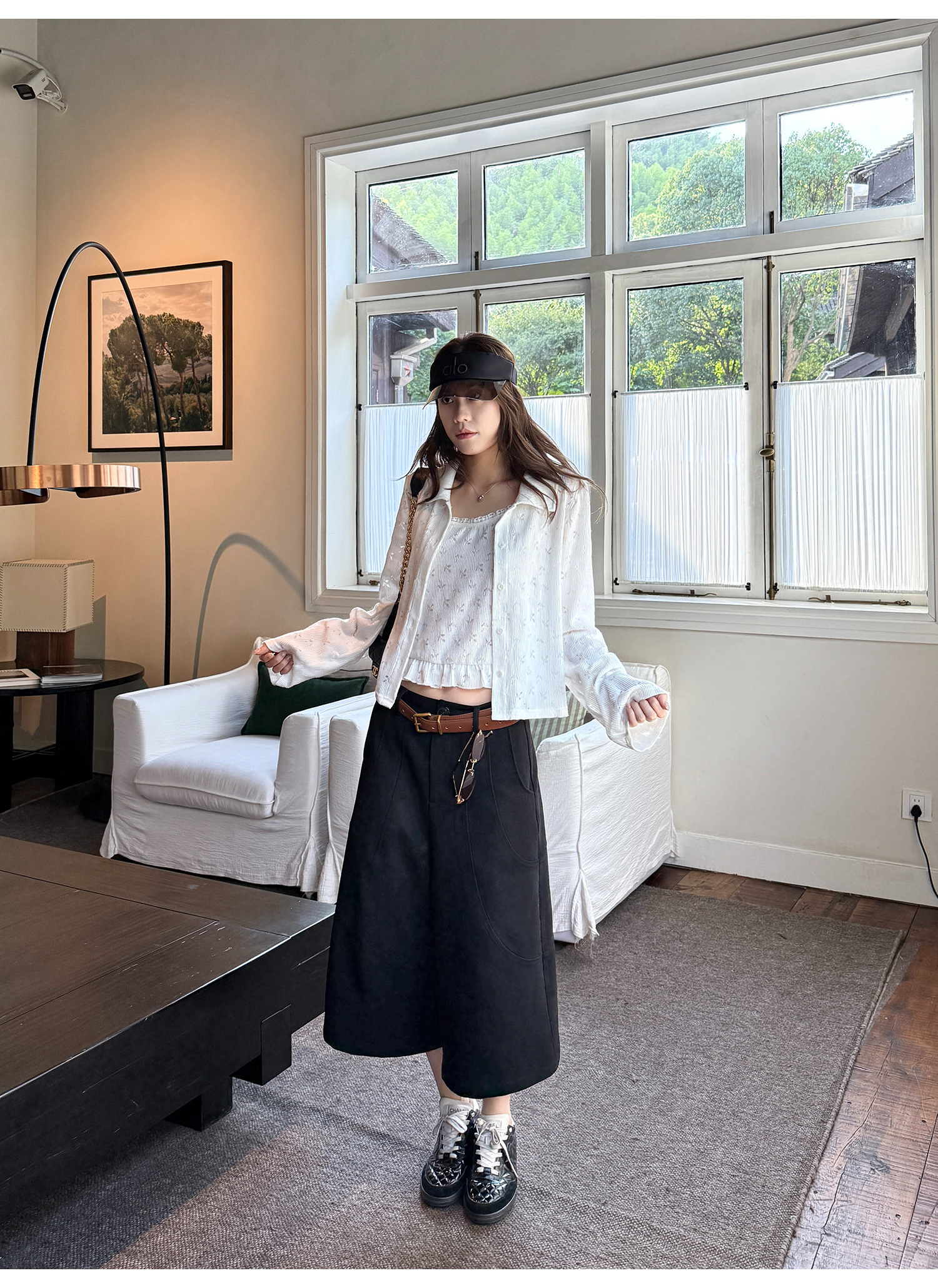 LelyMooch Aライン ワイドパンツ七分丈  LEM202