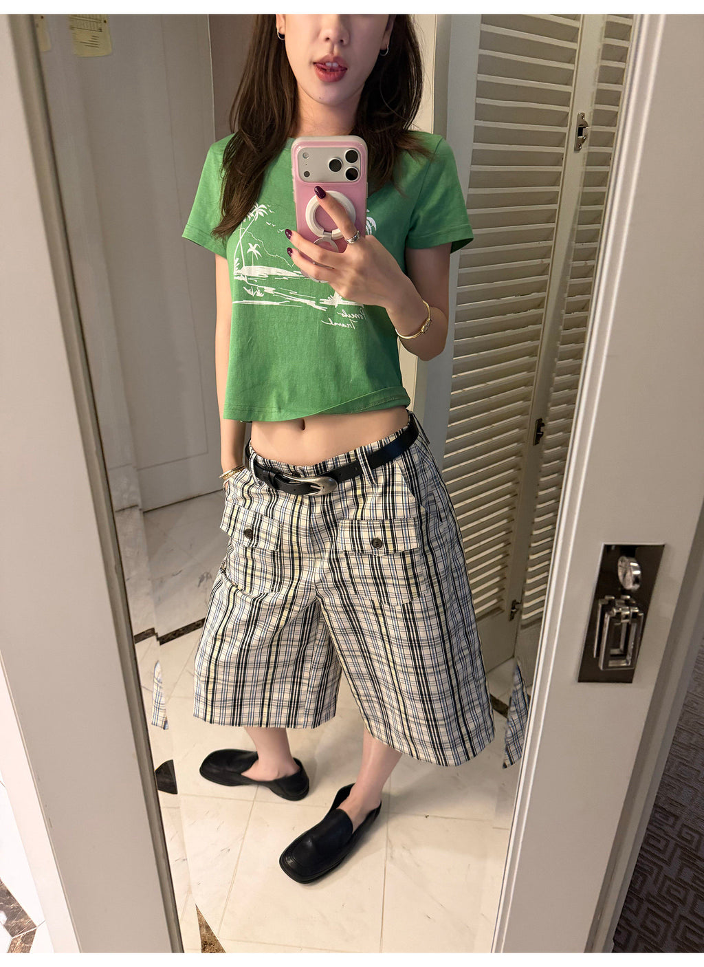 LelyMooch パームツリークロップドTシャツ  LEM376