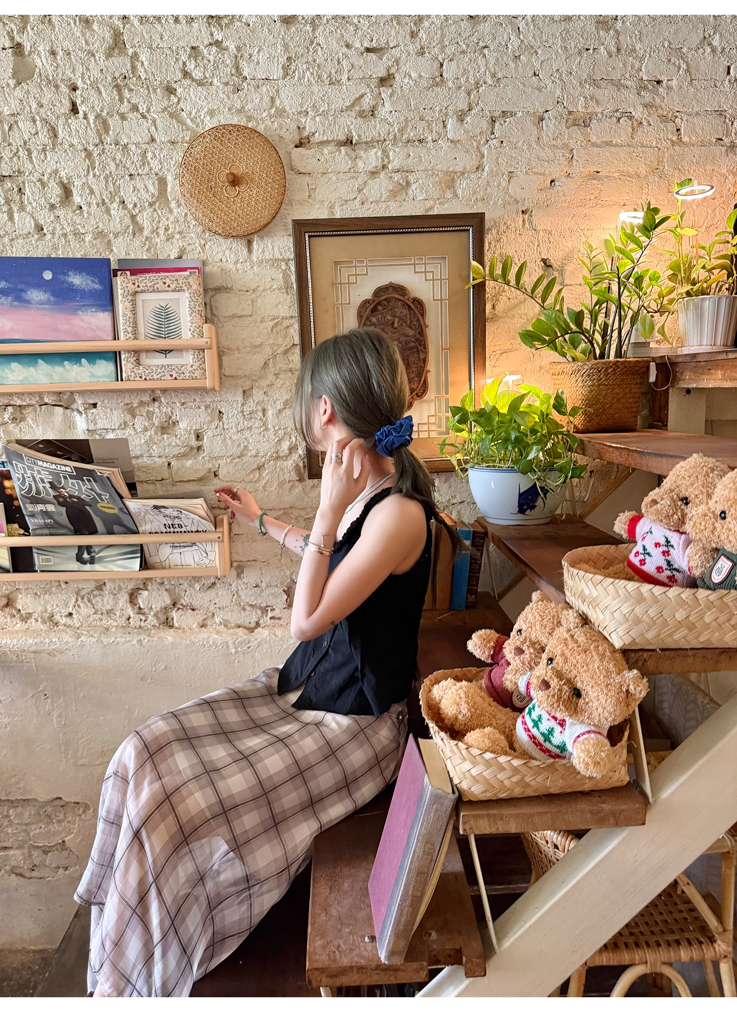 LelyMooch  エレガントフレンチ シフォンチェックスカート  LEM096