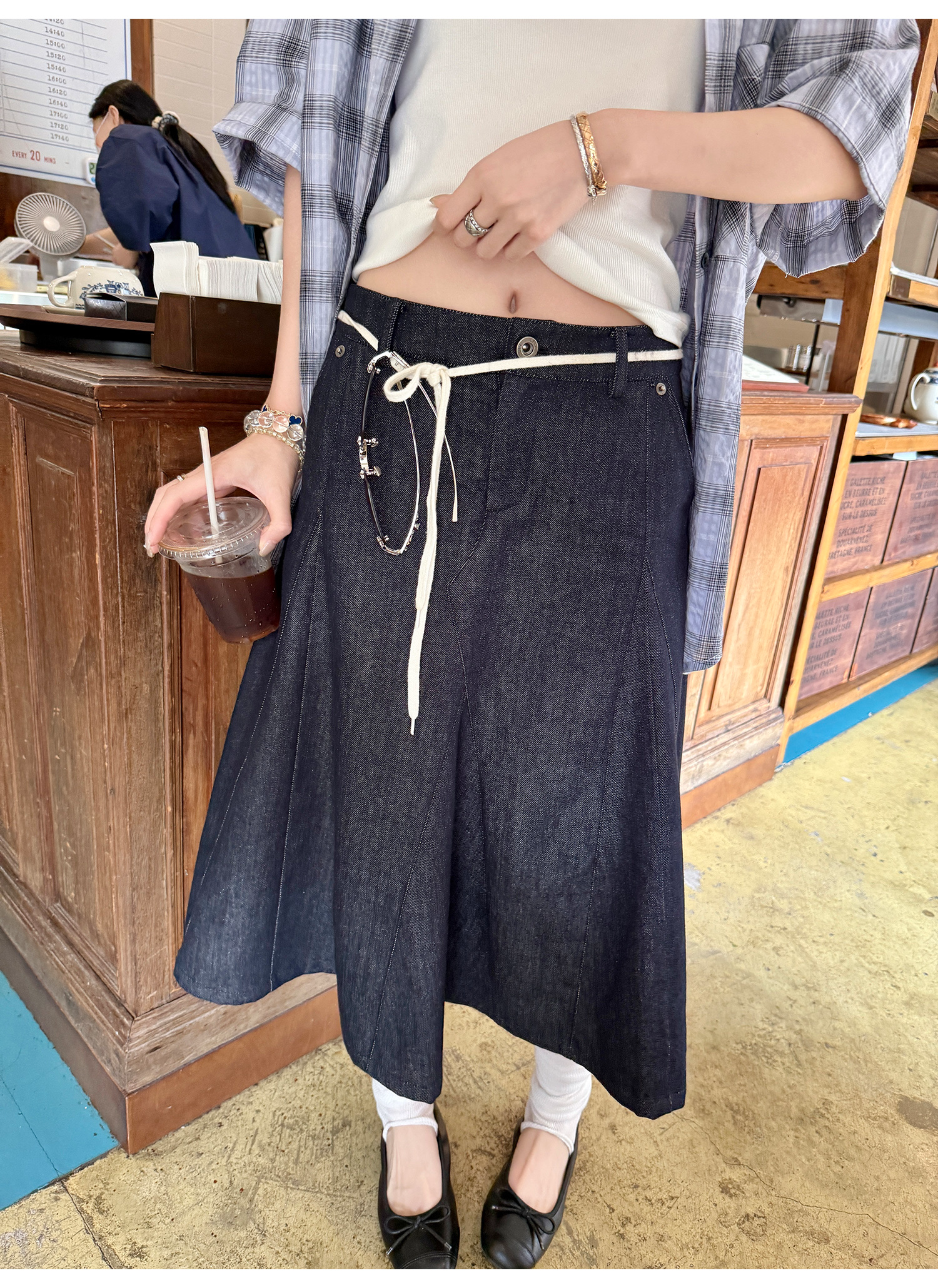 LelyMooch 通年使えるAラインデニムスカート   LEM202