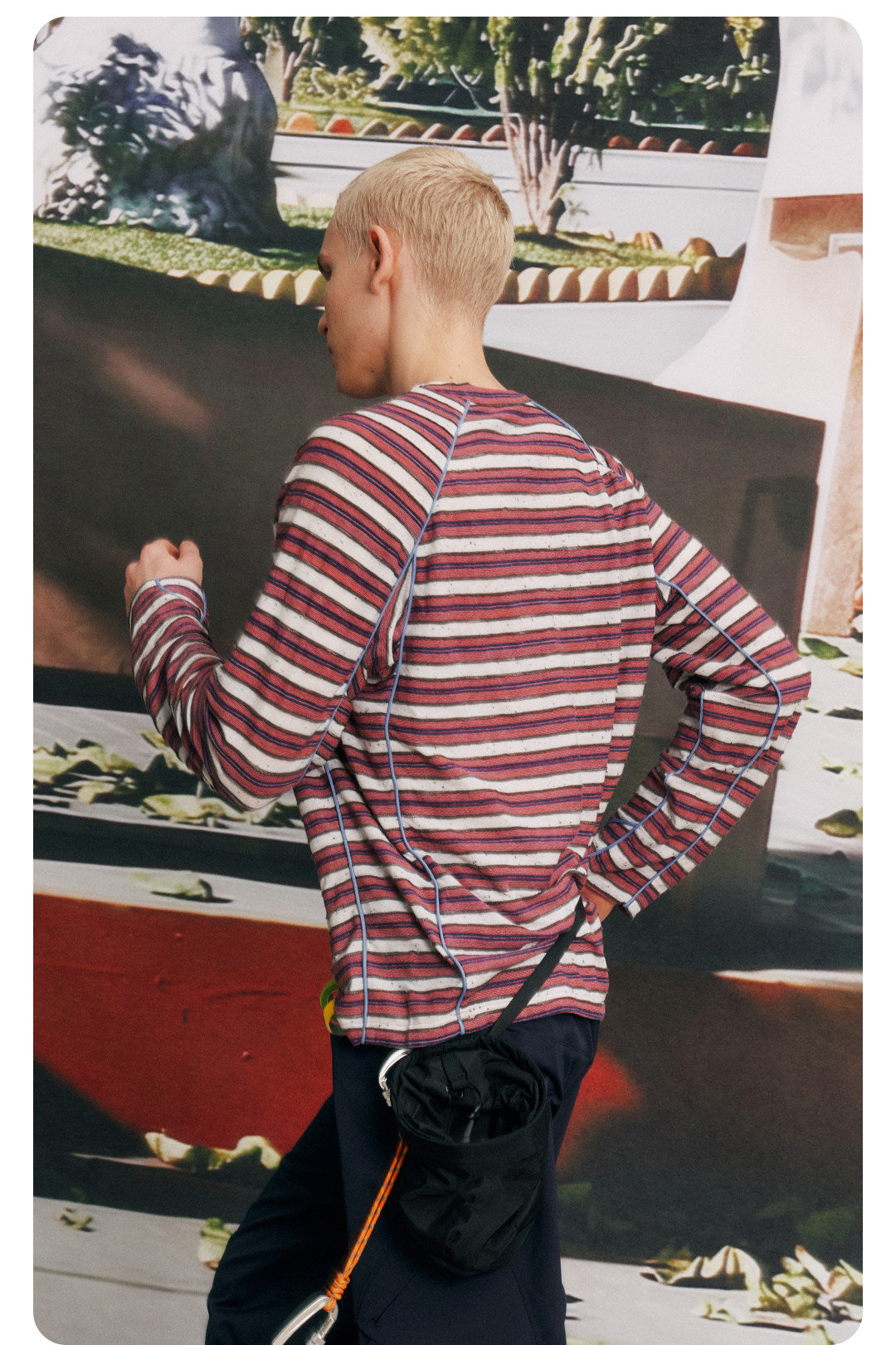 Striped Half-Zip Long Sleeve LOM104