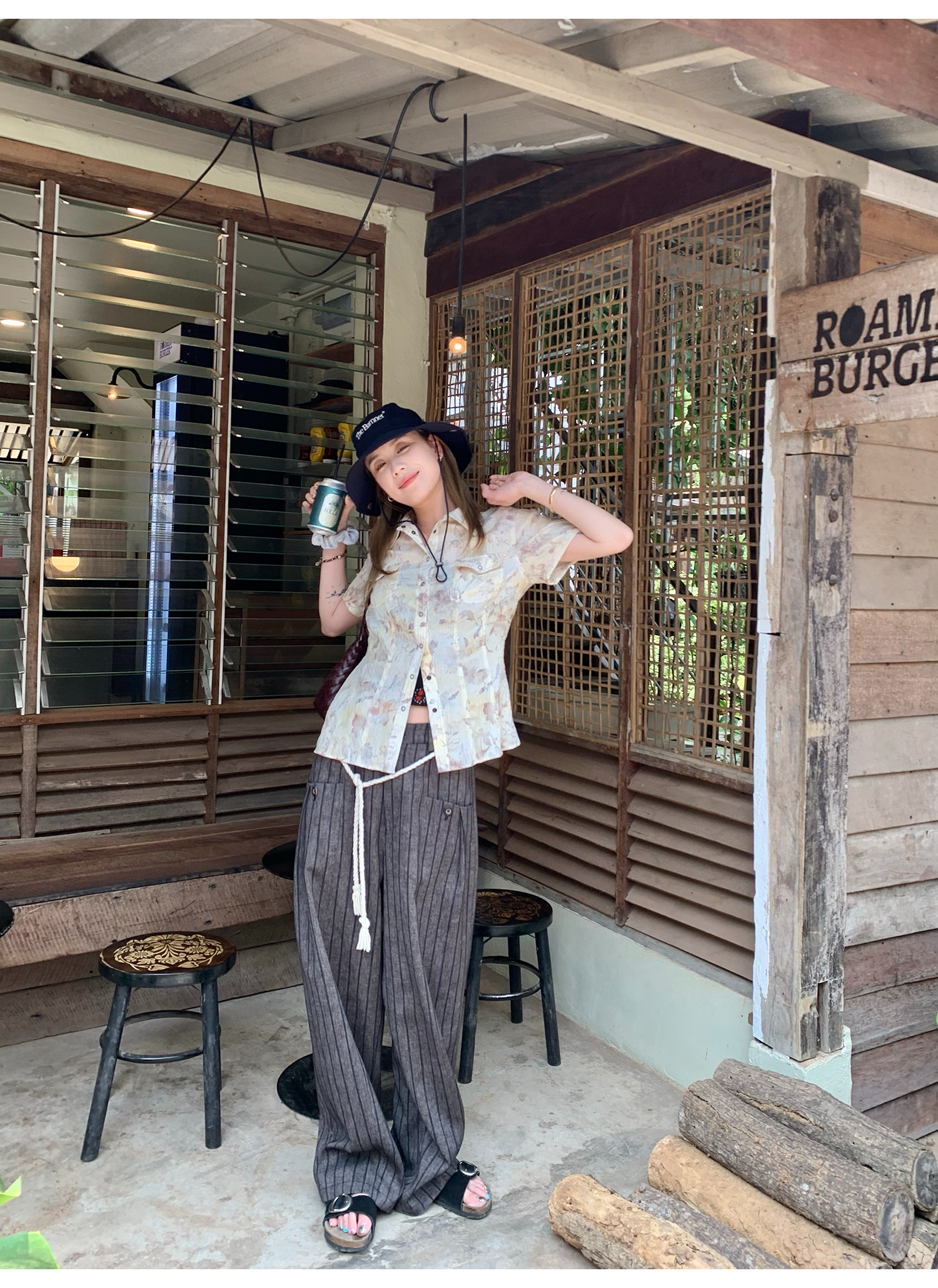 LelyMooch old money style｜ストライプスラックス  LEM140