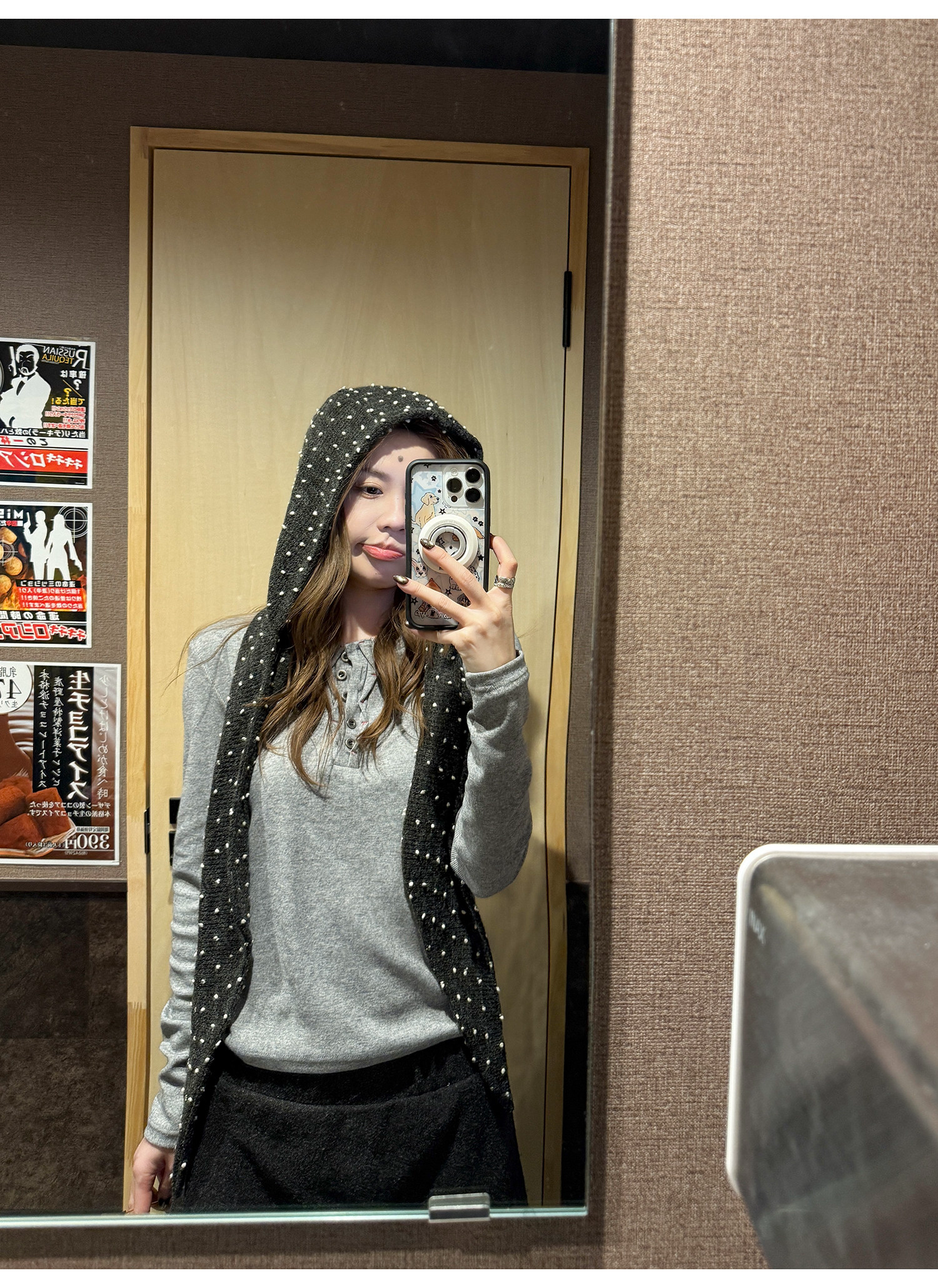 LelyMooch リブ調 ウール風 ヘンリーネックトップス  LEM290