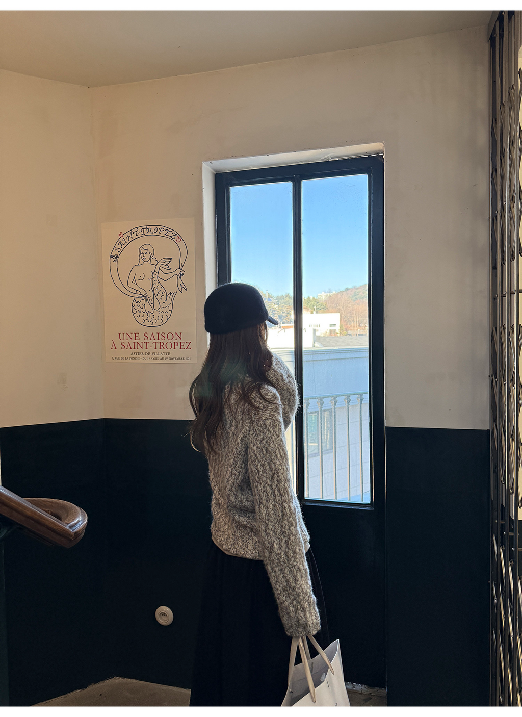 LelyMooch ウール混 ミックス編み ゆるニットカーデ  LEM313