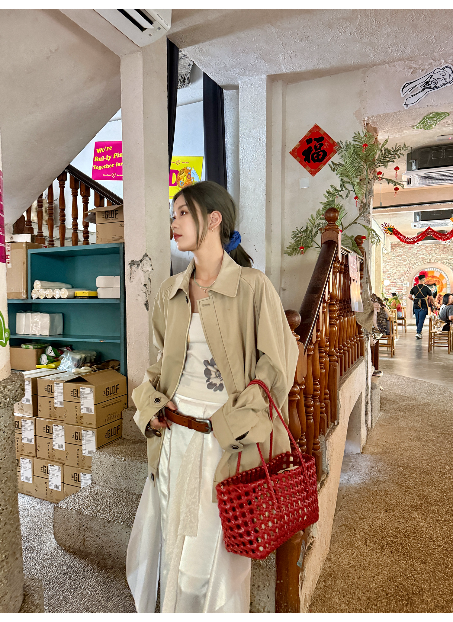 LelyMooch  水彩花柄プリントのリブベスト  LEM095