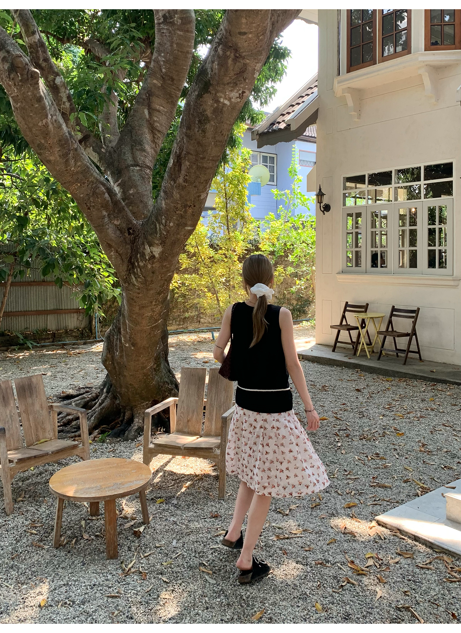 LelyMooch  レトロ小花柄プリーツシフォンスカート  LEM143