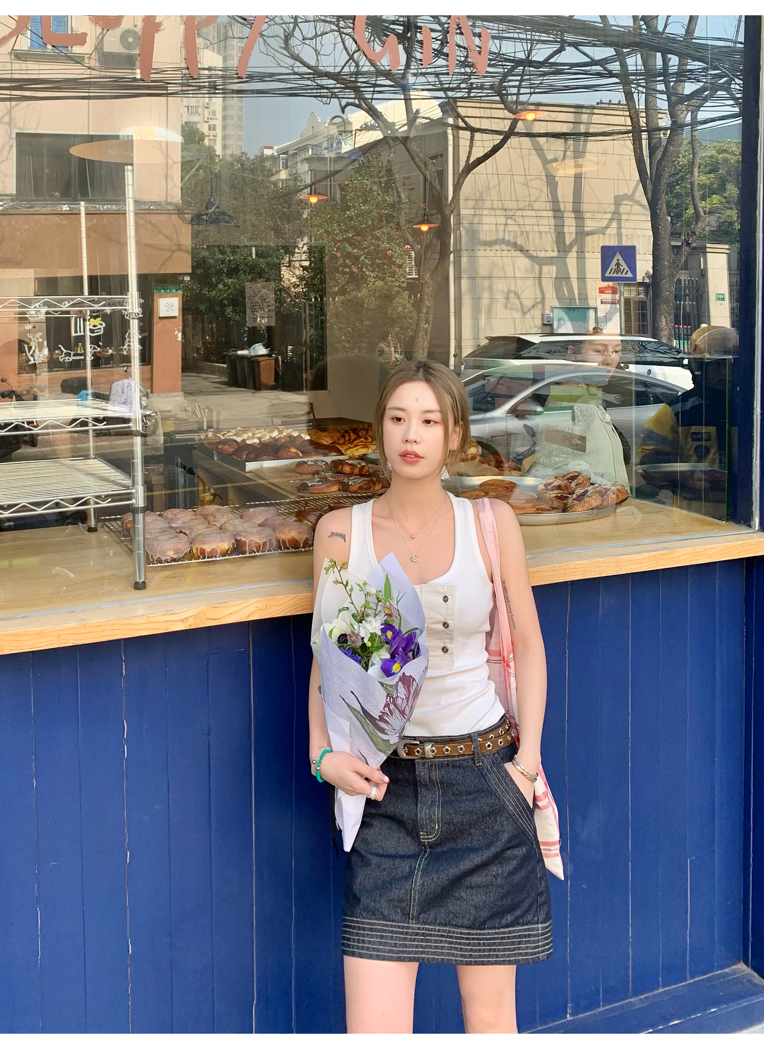 LelyMooch 　デニムスカート‌  インディゴ　LEM129