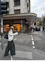 LelyMooch フラワー柄 ヘンリーネック ロングスリーブカットソー  LEM402