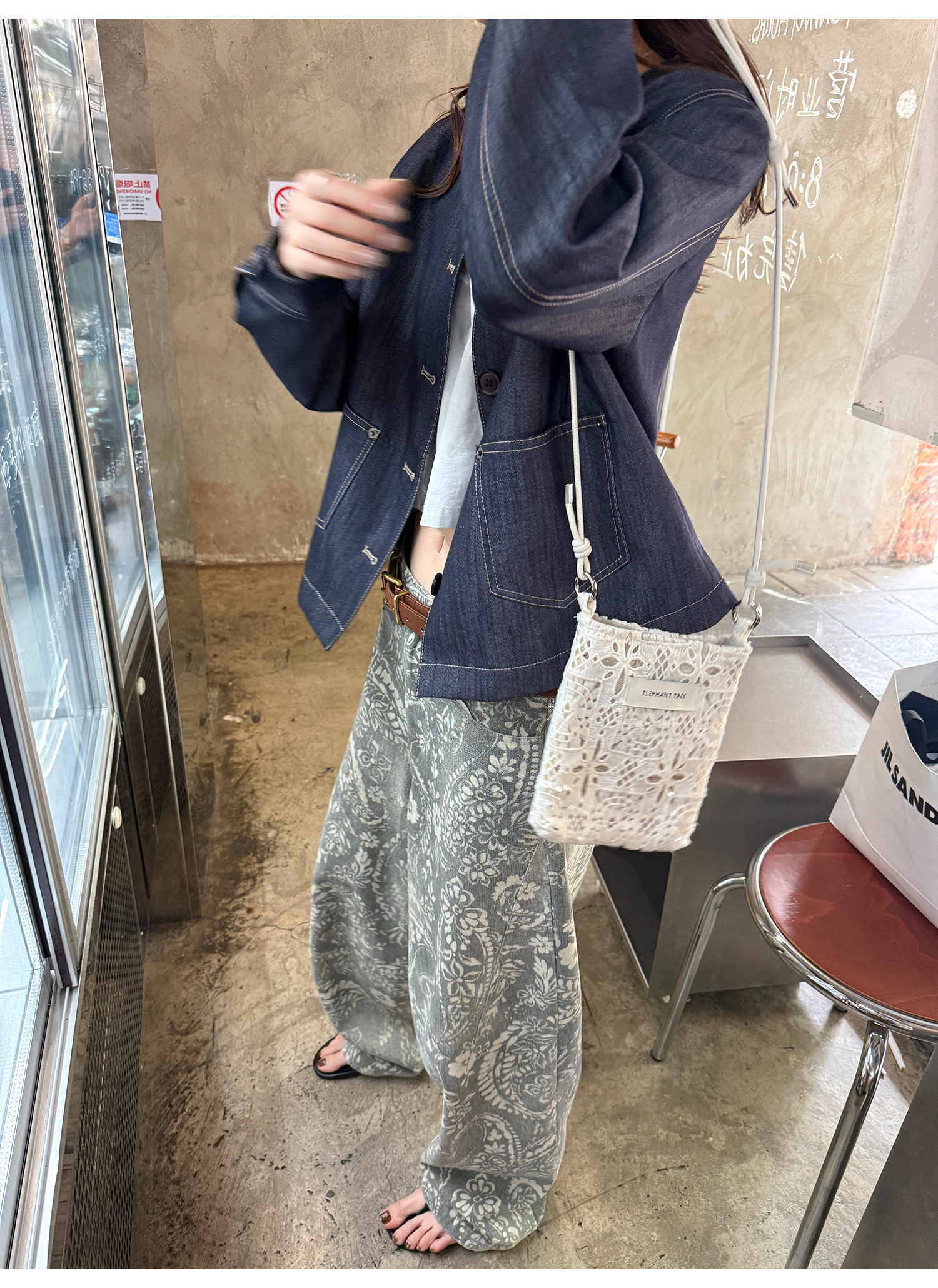 LelyMooch ショート丈 デニム風 ジャケット  LEM222