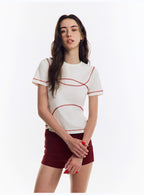 配色ライン半袖Tシャツ  LOM078